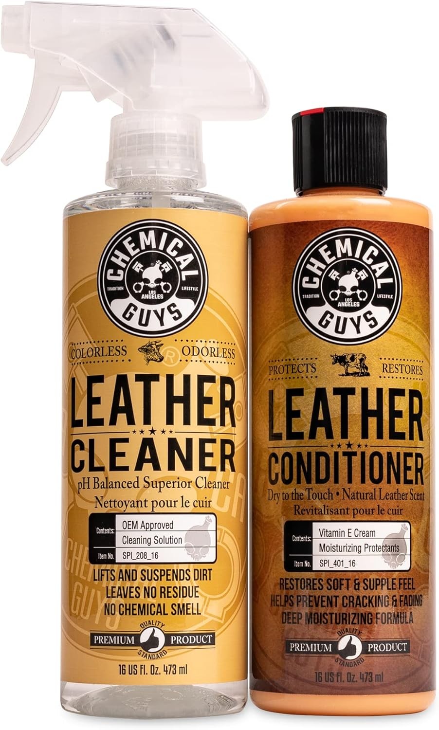 Chemical Guys Leather Cleaner and Conditioner Kit 16oz Car Interior