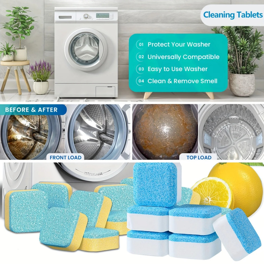 25pcs Washing Machine Cleaner Tablets Deep Cleaning Drum & Tub Lemon Scent – NEW