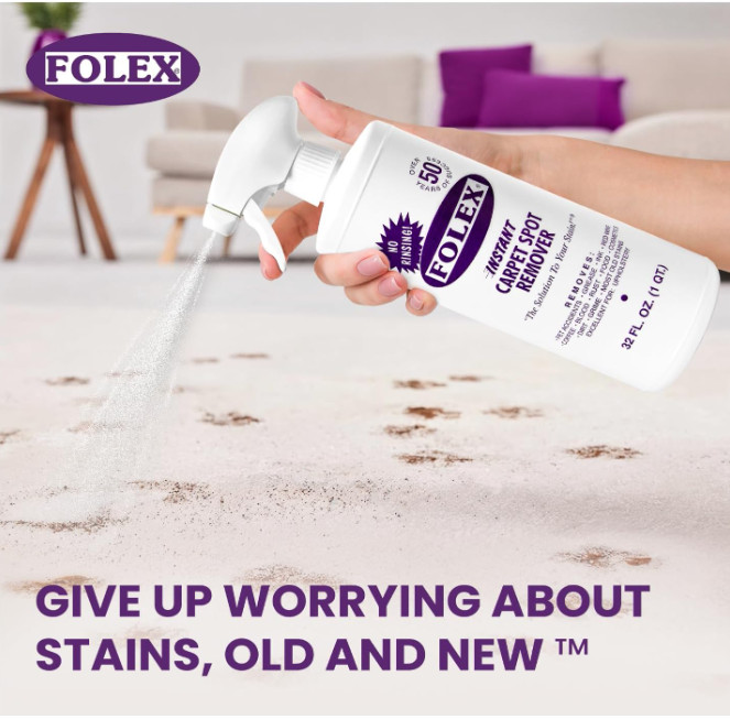 FOLEX Instant Carpet Spot Remover 32oz – Stain Cleaner for Carpet & Upholstery