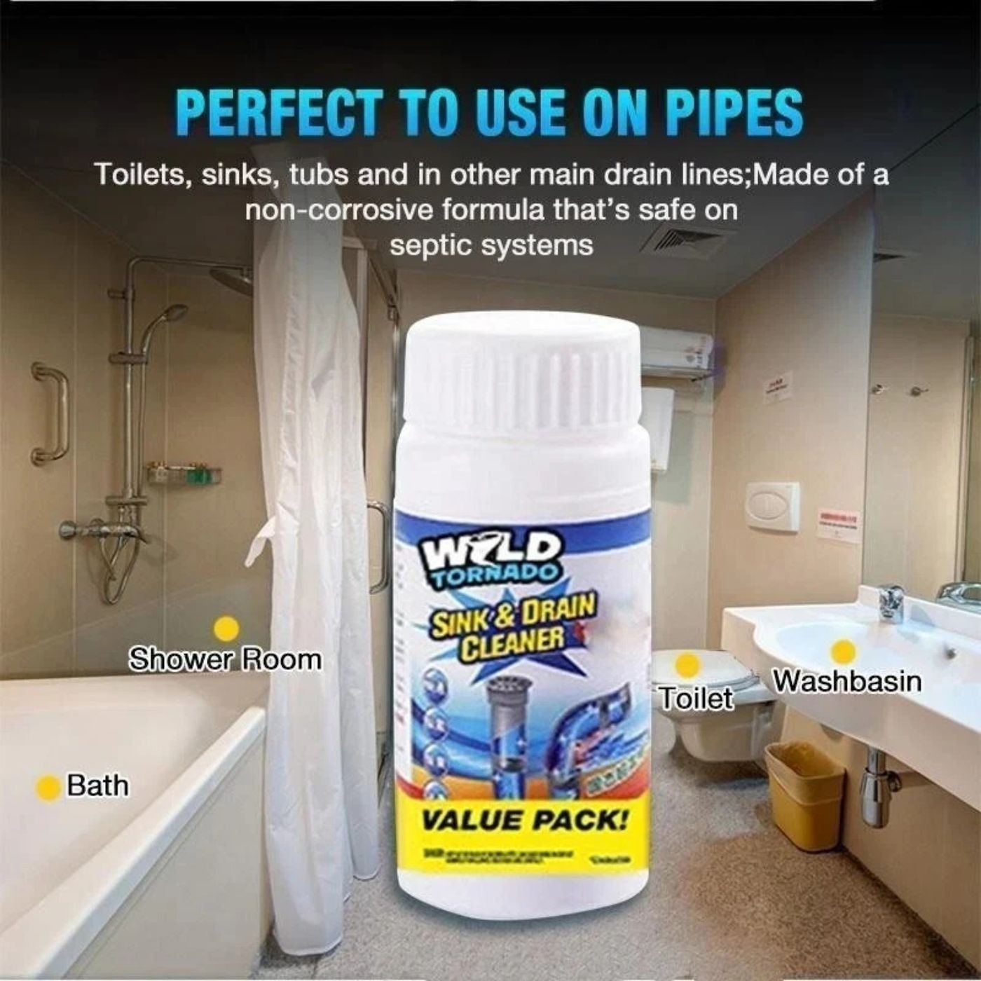 1-5x Wild Tornado Powerful Sink Drain Cleaner High Efficiency Clogging Remover