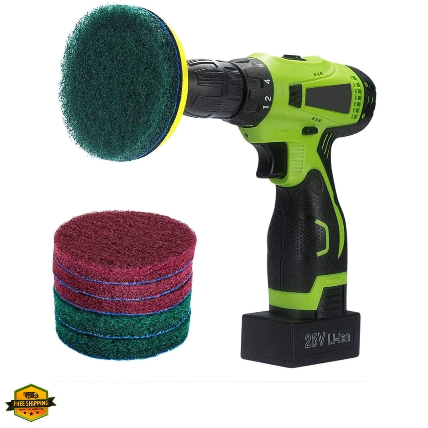 4 Inch Drill Power Brush Tile Scrubber Scouring Pads Cleaning Kit, Includes A…
