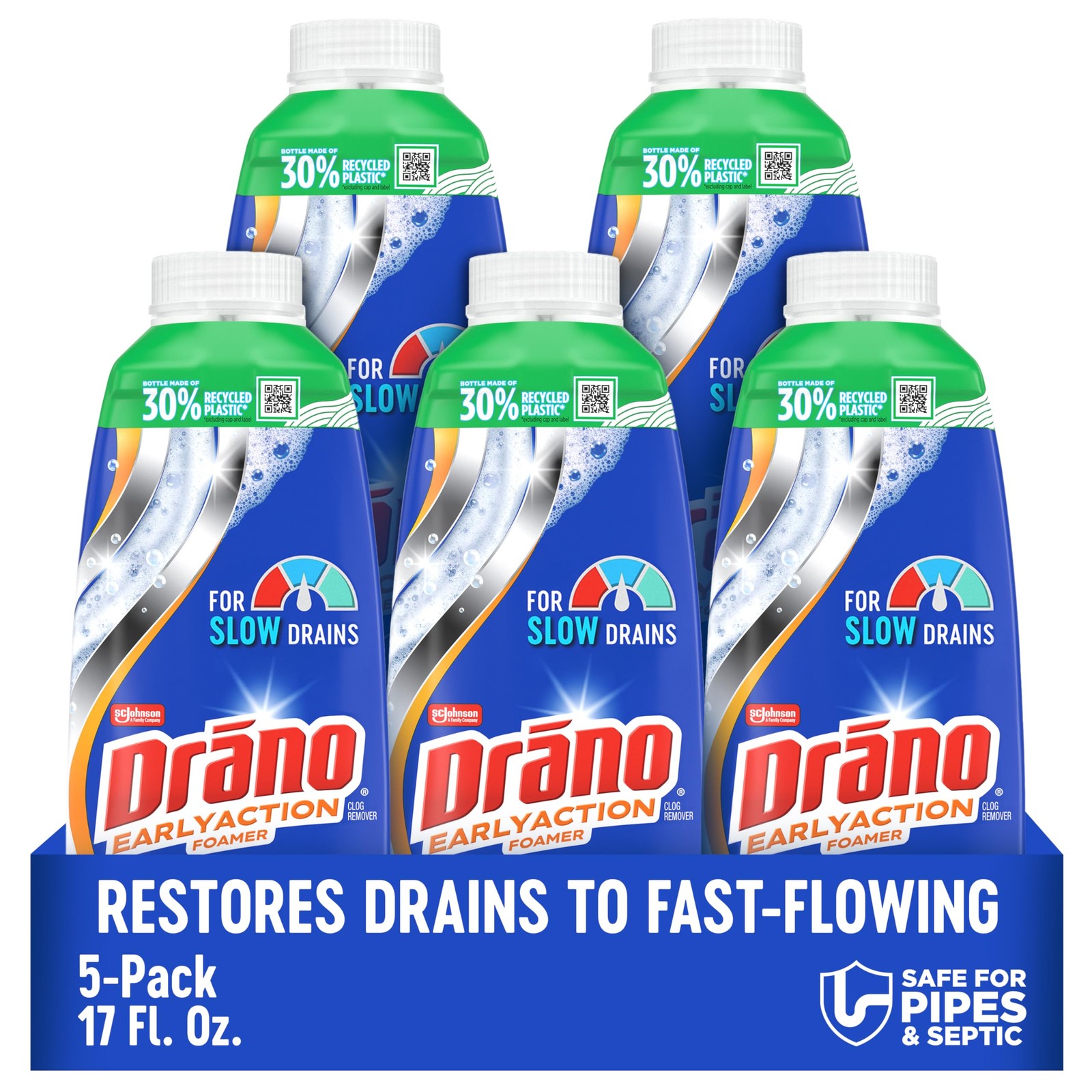 Drain Clog Remover Foamer Unclogs Hair Grease Soap 17 Fl Oz 5 Pack