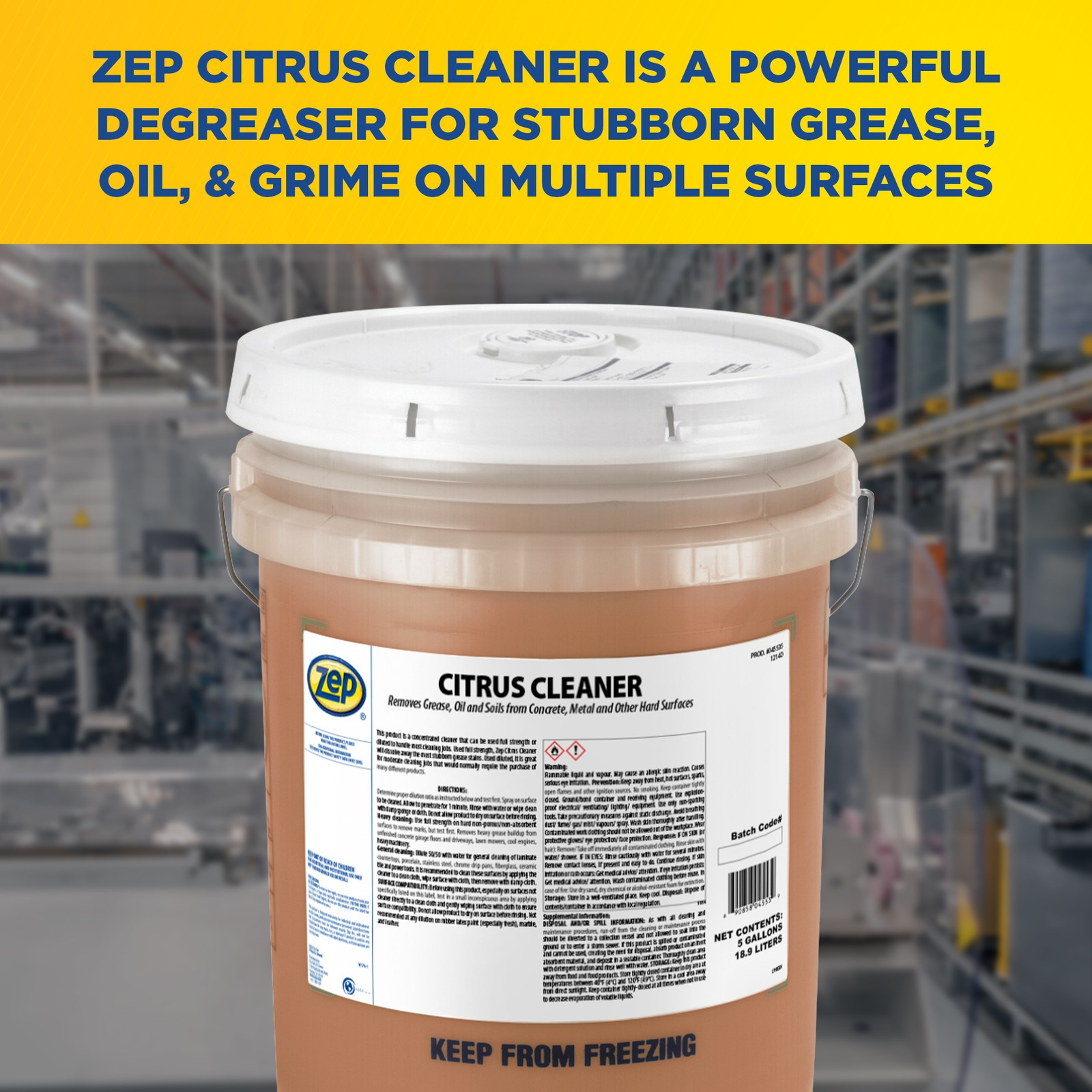 Zep Citrus Cleaner and Degreaser – 5 Gallon (1 Unit) 45535 – Concentrated