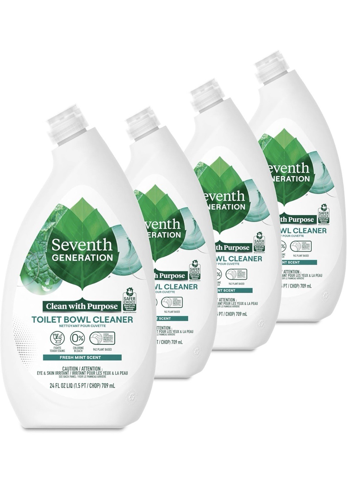 Seventh Generation Toilet Bowl Cleaner Fresh Mint Scent 4 Pack without Chlorine