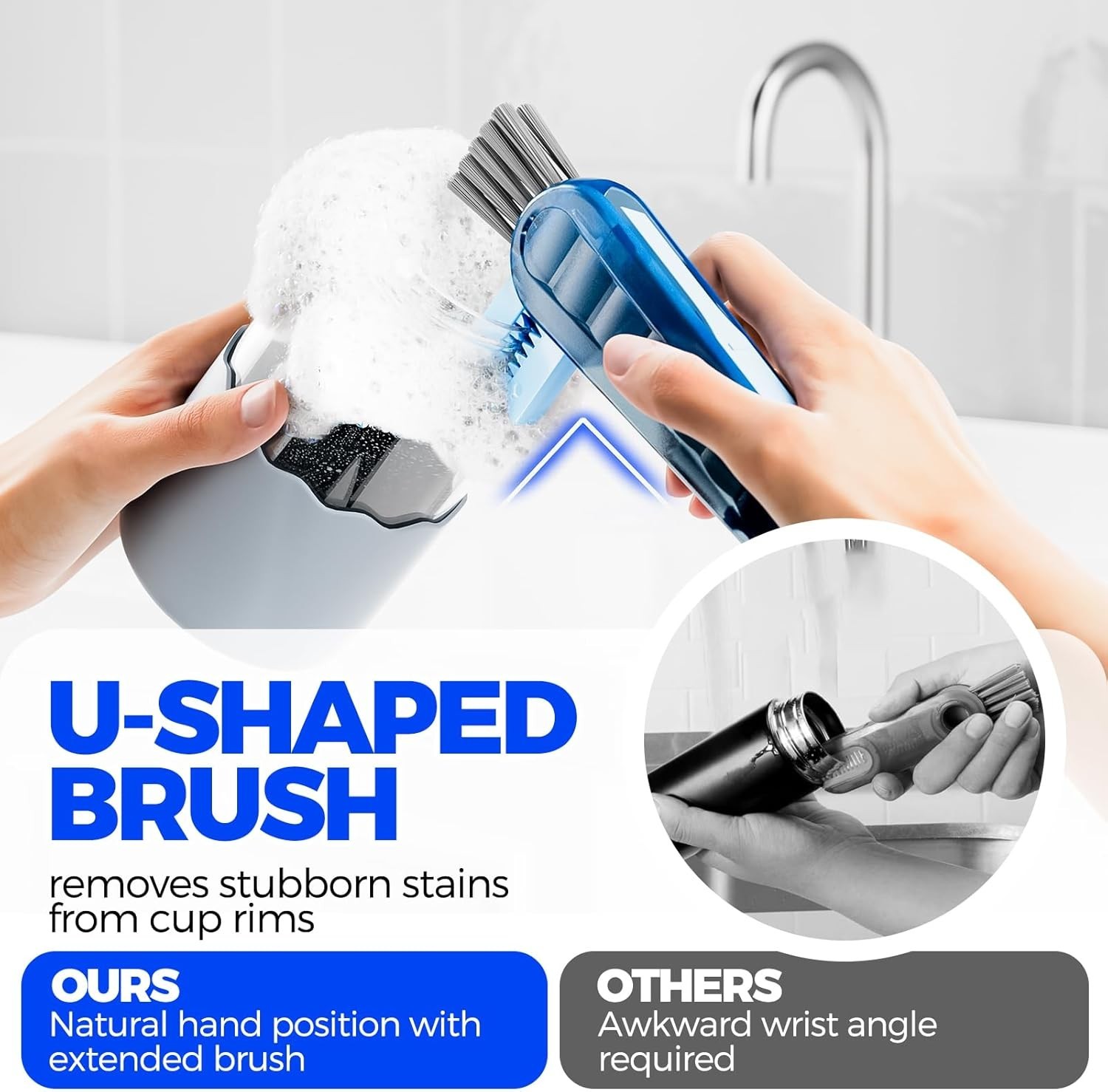 6 Pack 4 in 1 Cup Lid Cleaning Brush Set with 3 Straws, Multifunctional Bottl…