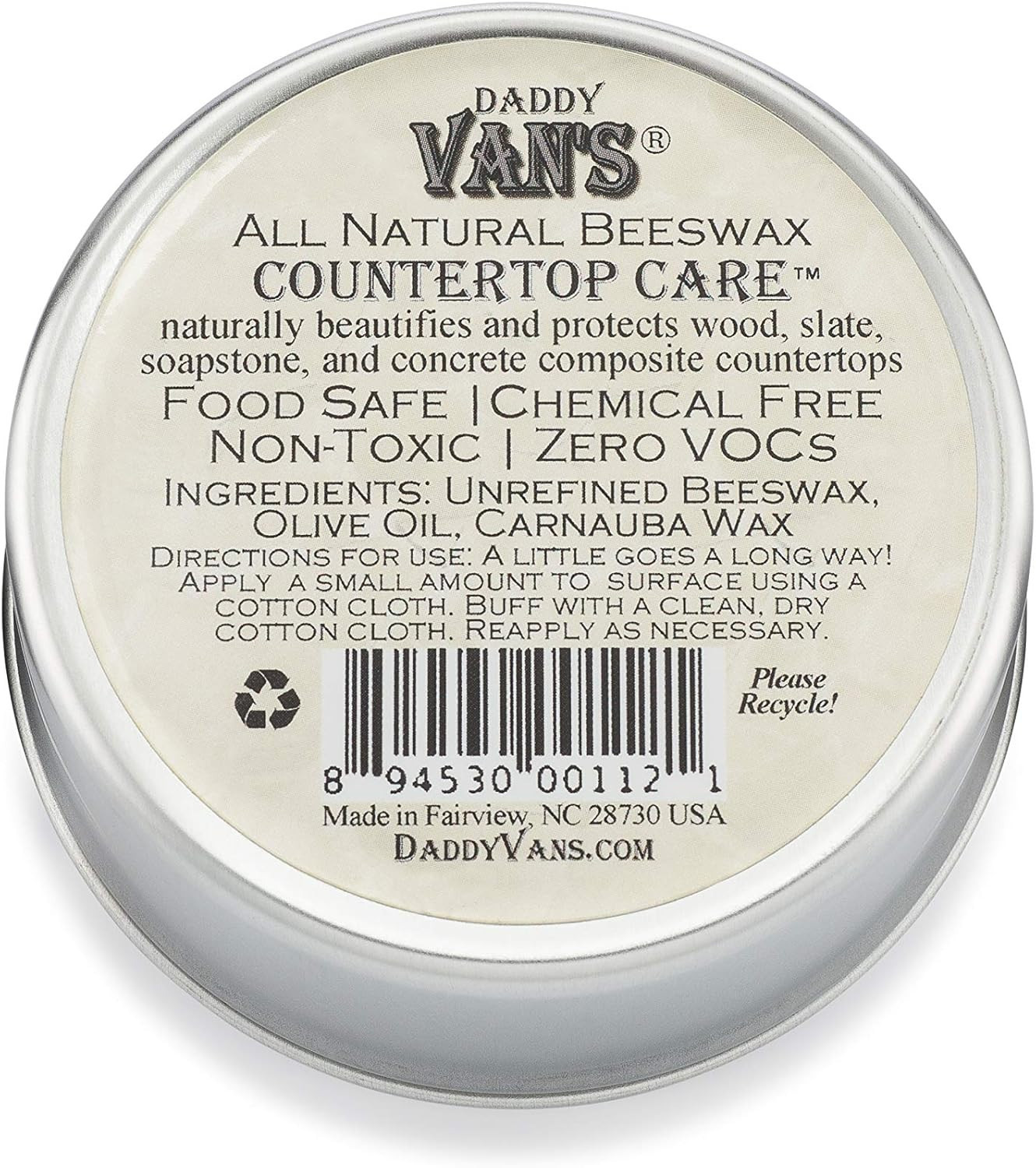Daddy Van’S® All Natural Beeswax Countertop Care for Soapstone, Slate, Concrete