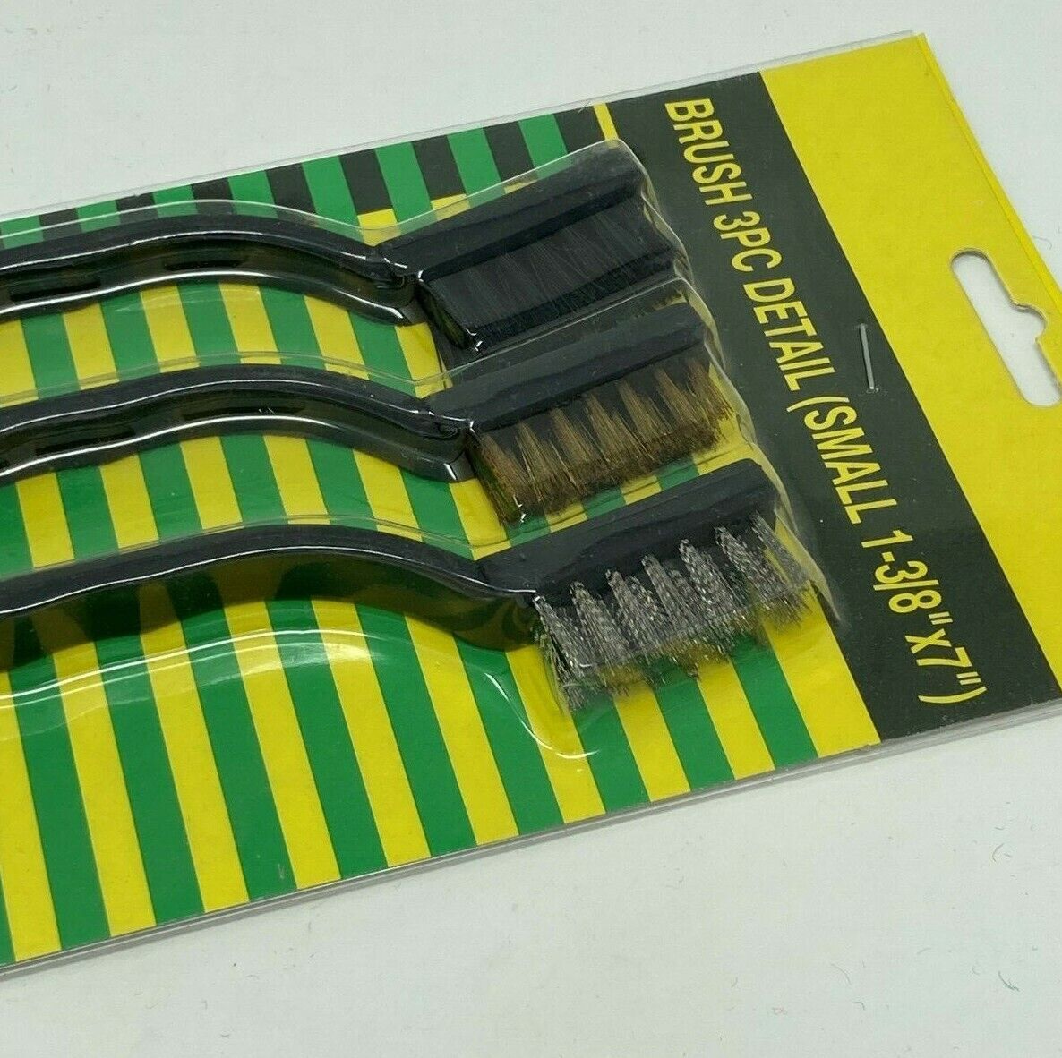 BRUSH – 3 PC DETAIL (SMALL 1 3/8″ X 7″) Nylon, Brass, Steel FREE SHIPPING