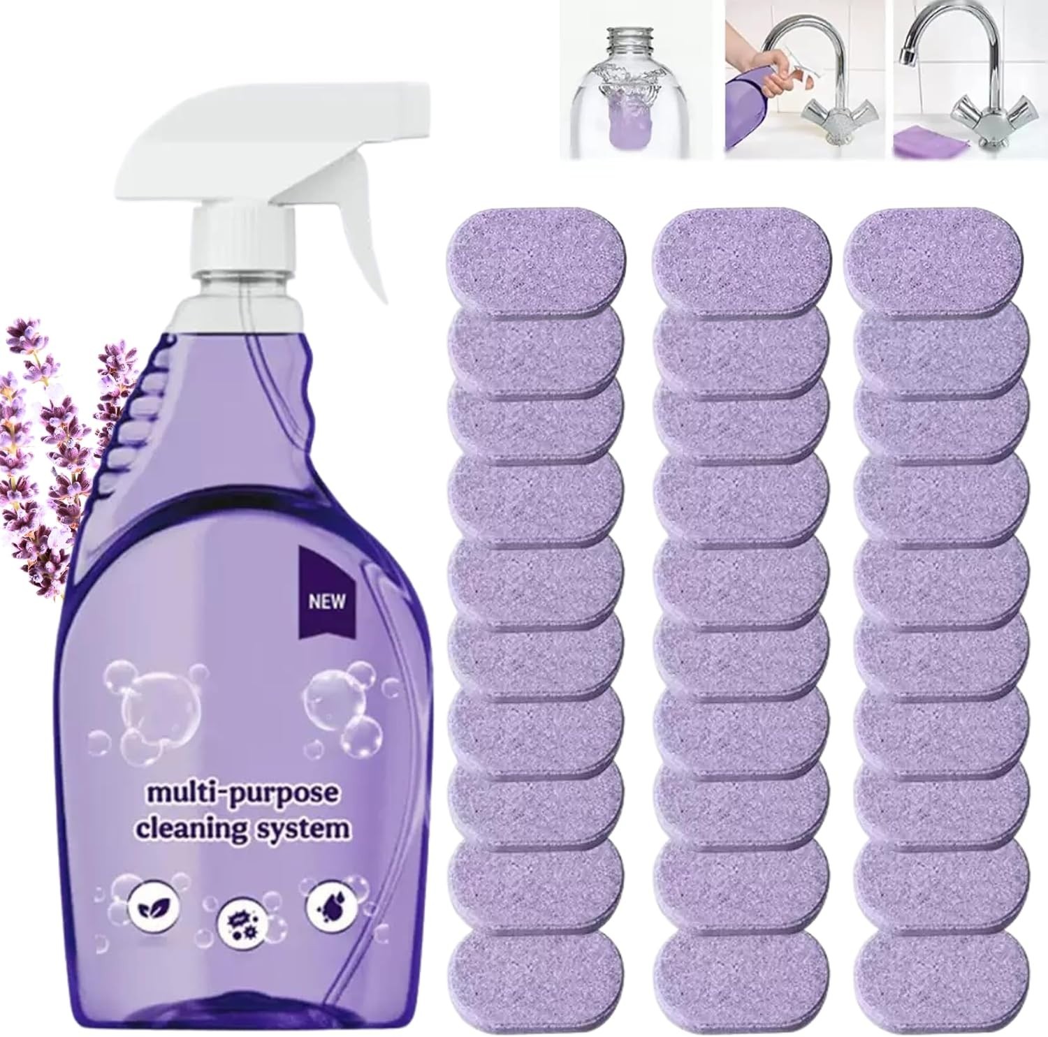 All-In-One All-Purpose Cleaner Spray with Aloe Vera – 1 Bottle + 30 Tablets