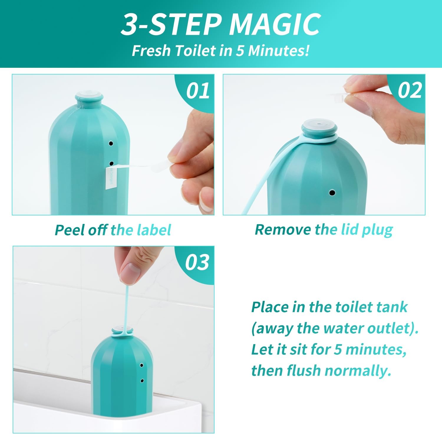 2Pcs WTWD Automatic Toilet Bowl Cleaner with Easy-Grip Hook, Prevents Hard Wa…