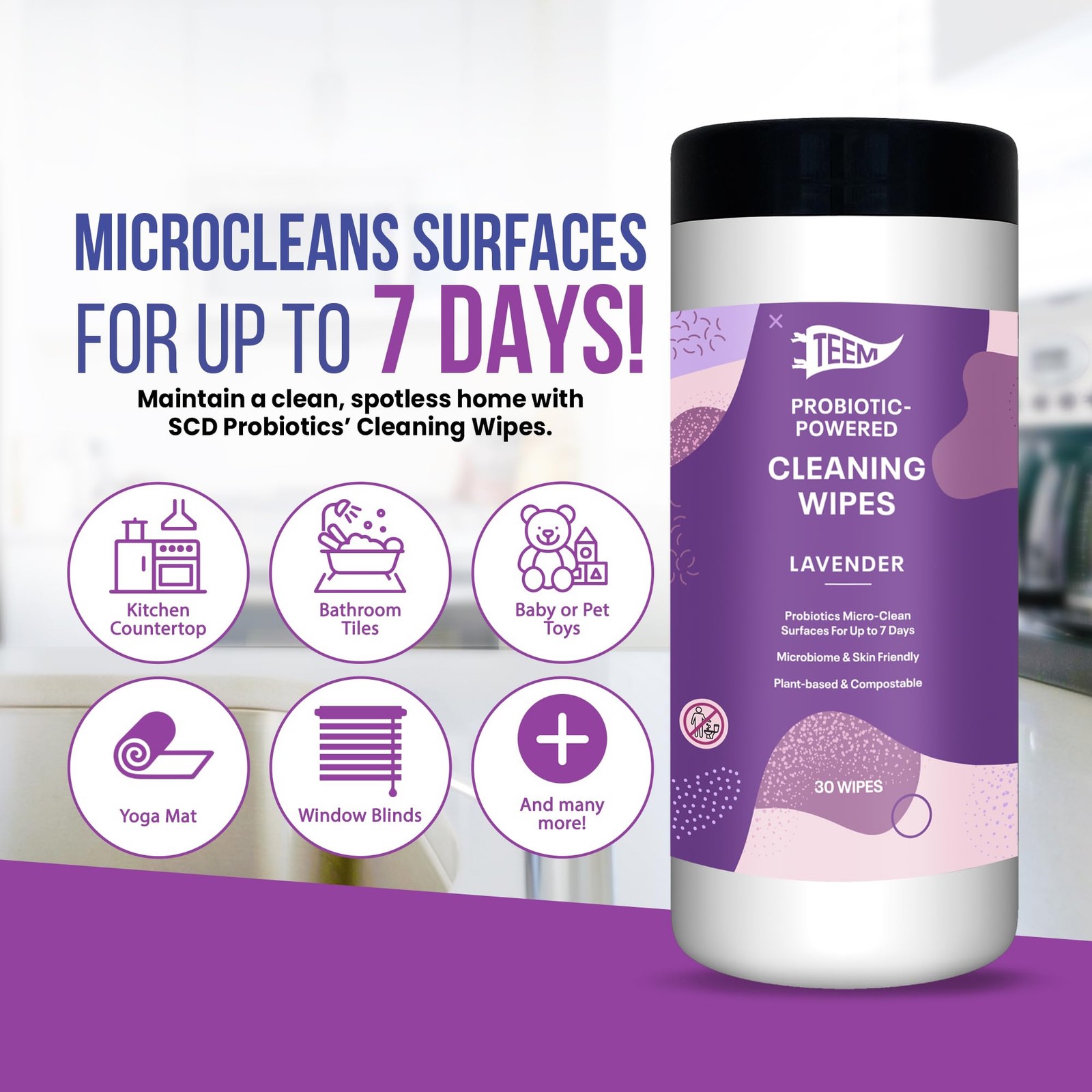 Probiotic Cleaning with Lavender Essential Oil, Microcleans Surfaces for up t…