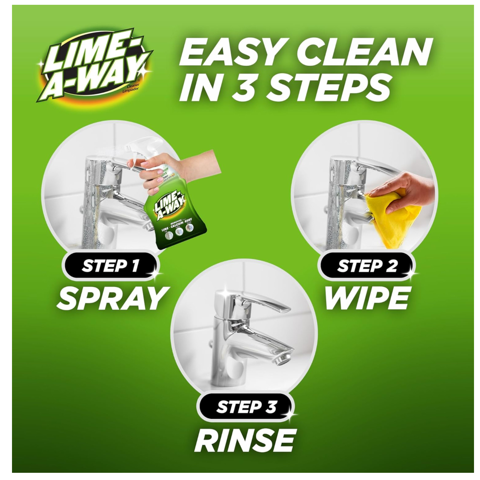 Lime-A-Way Hard Water Stain Remover Spray, Removes Lime 22 fl oz