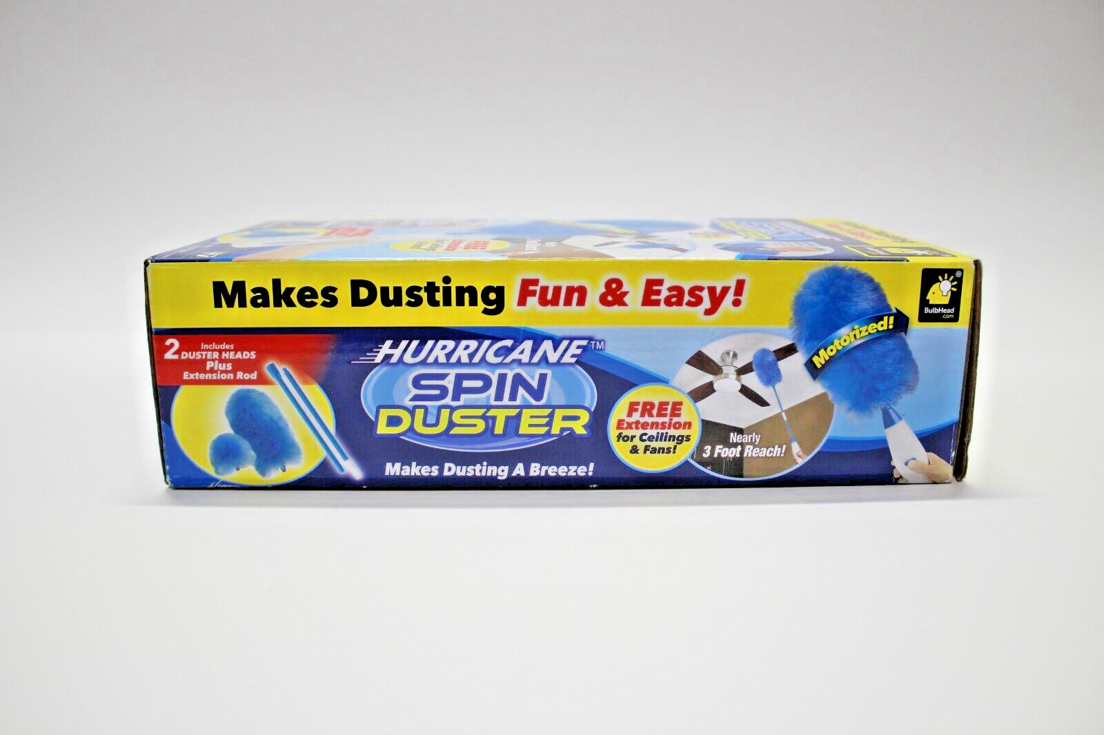 Hurricane Spin Duster Motorized Dust Wand w/ Extension Rod for Ceilings & Fans