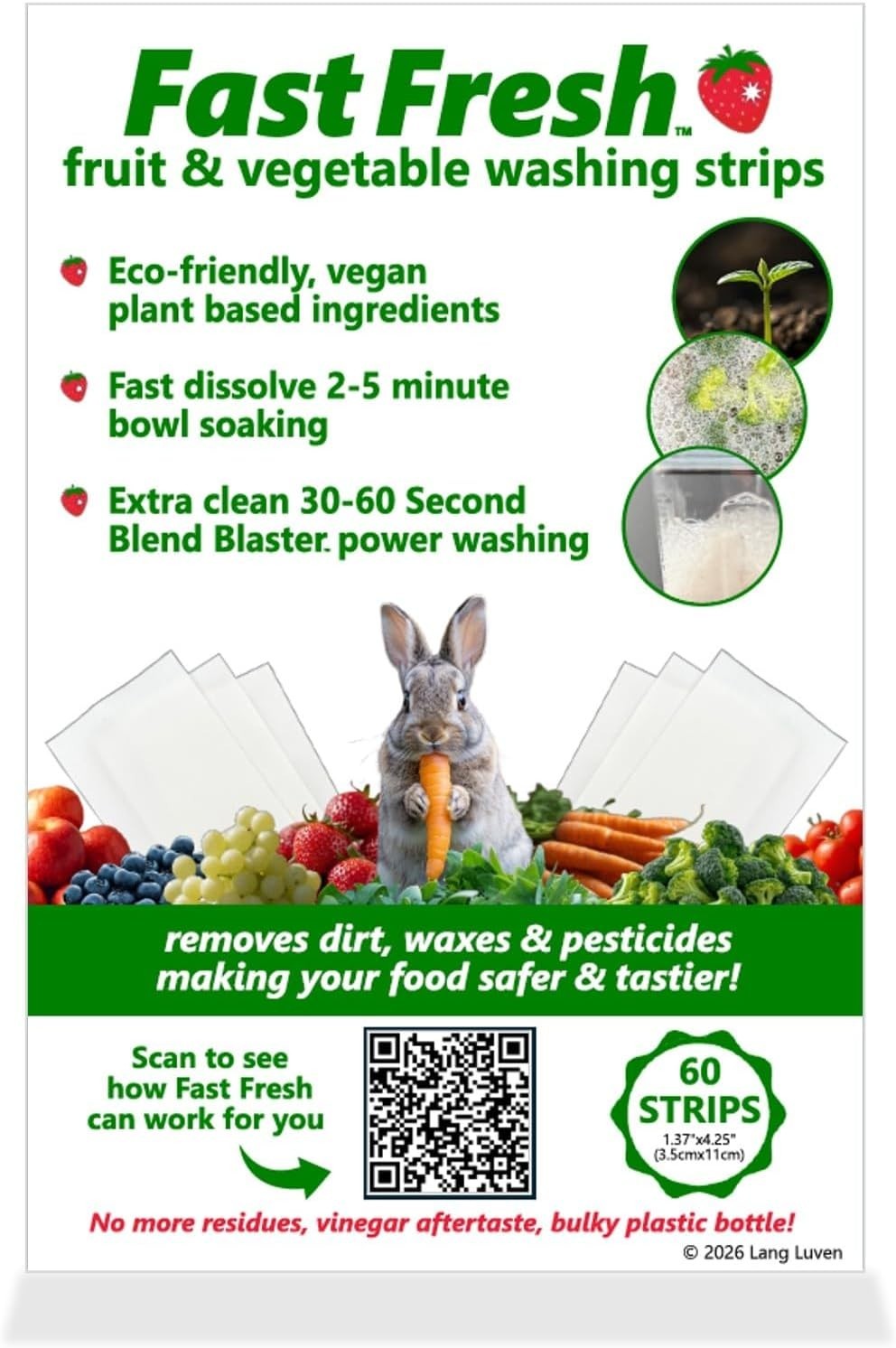 Fruit and Vegetable Wash Strips | Plant-Based, Food-Safe Produce Cleaner | Di…