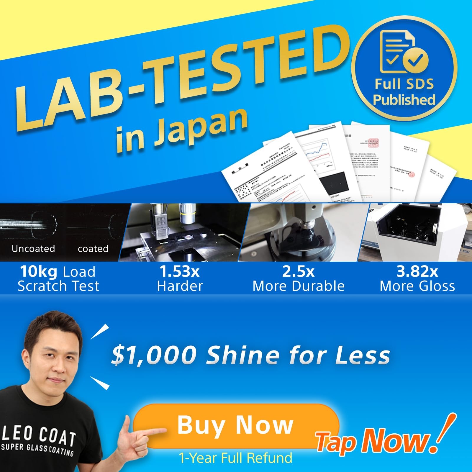 LEO COAT 2-Layer Nano Ceramic Coating Spray [Made in Japan] – 3-Year Base