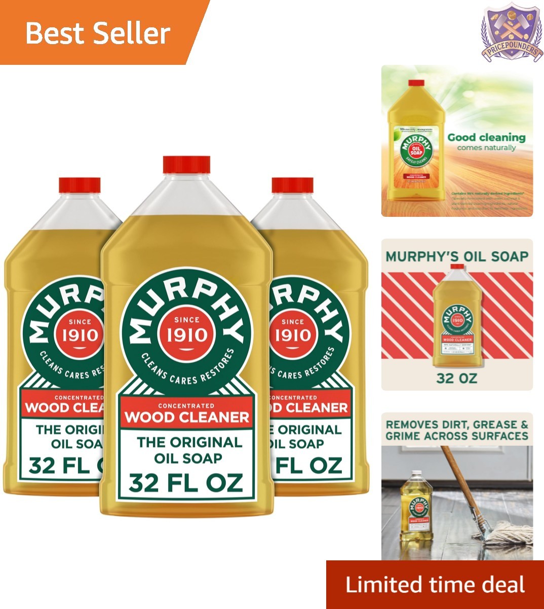 Wood Floor Cleaner Concentrated Oil Soap 3 Pack No Rinse Biodegradable
