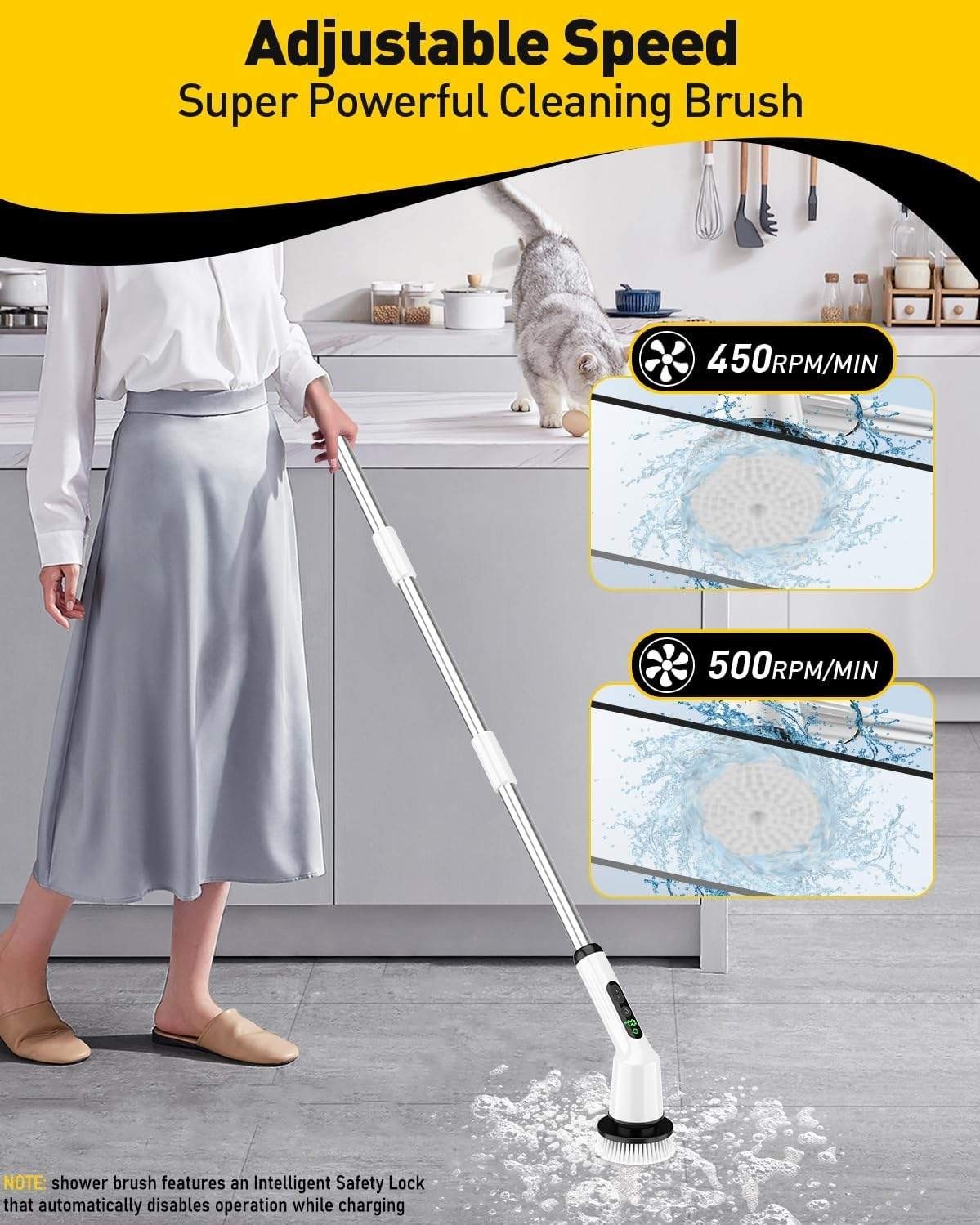 Electric Spin Scrubber for Cleaning Bathroom, Shower Scrubber Cordless Cleaning