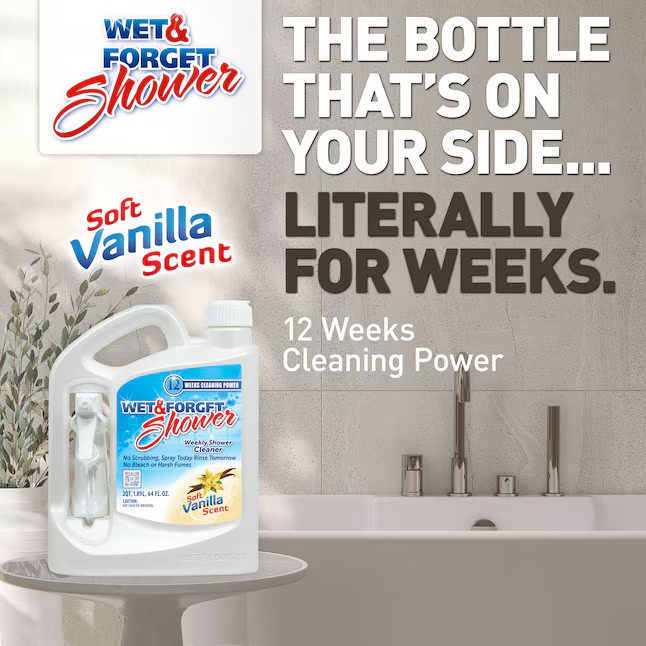Wet & Forget 64 oz Soft vanilla essence Shower and Bathtub Cleaner Bleach-free,