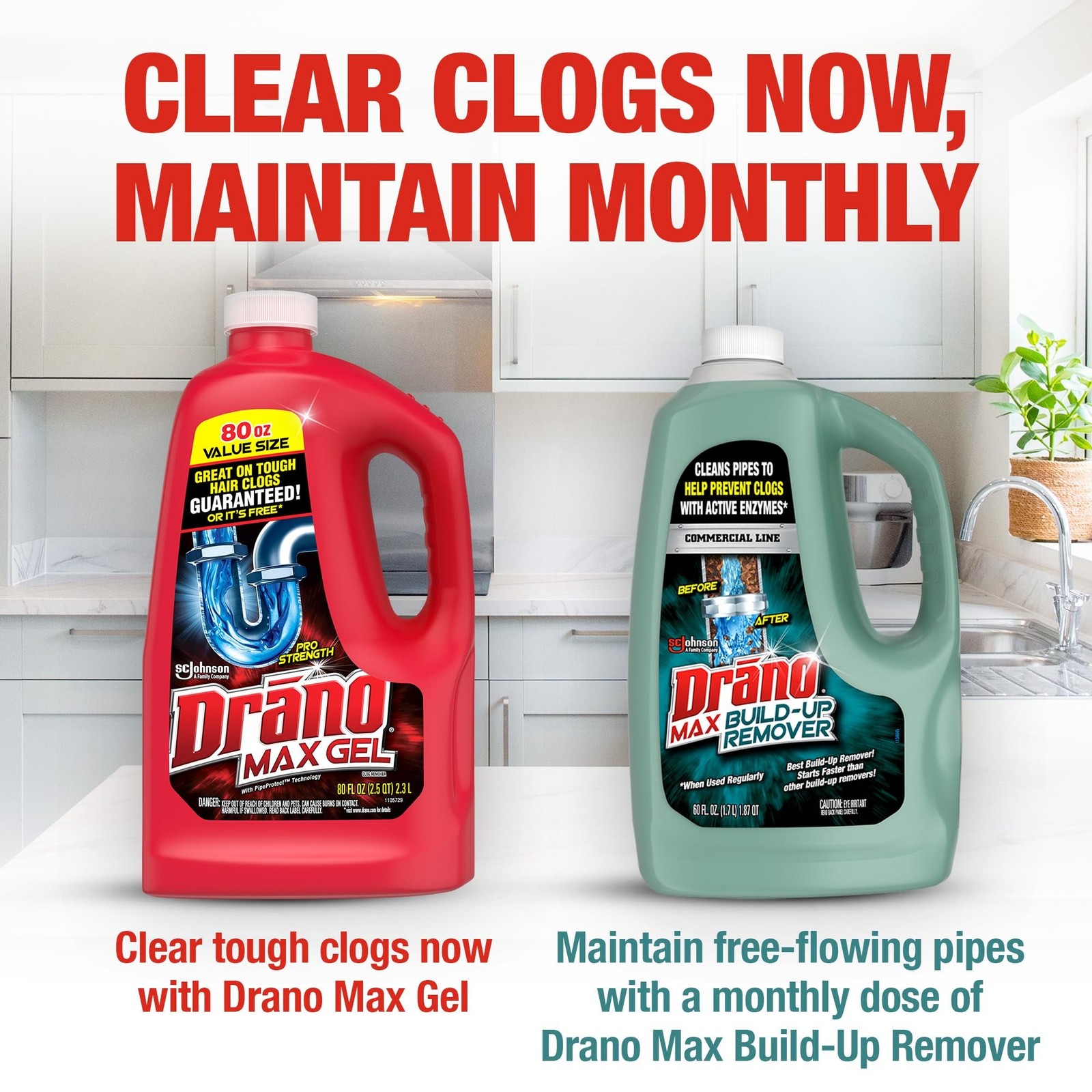 2 Pack Drano Max Gel Drain Cleaner 160oz Heavy Duty Clog Remover Fast Acting NEW
