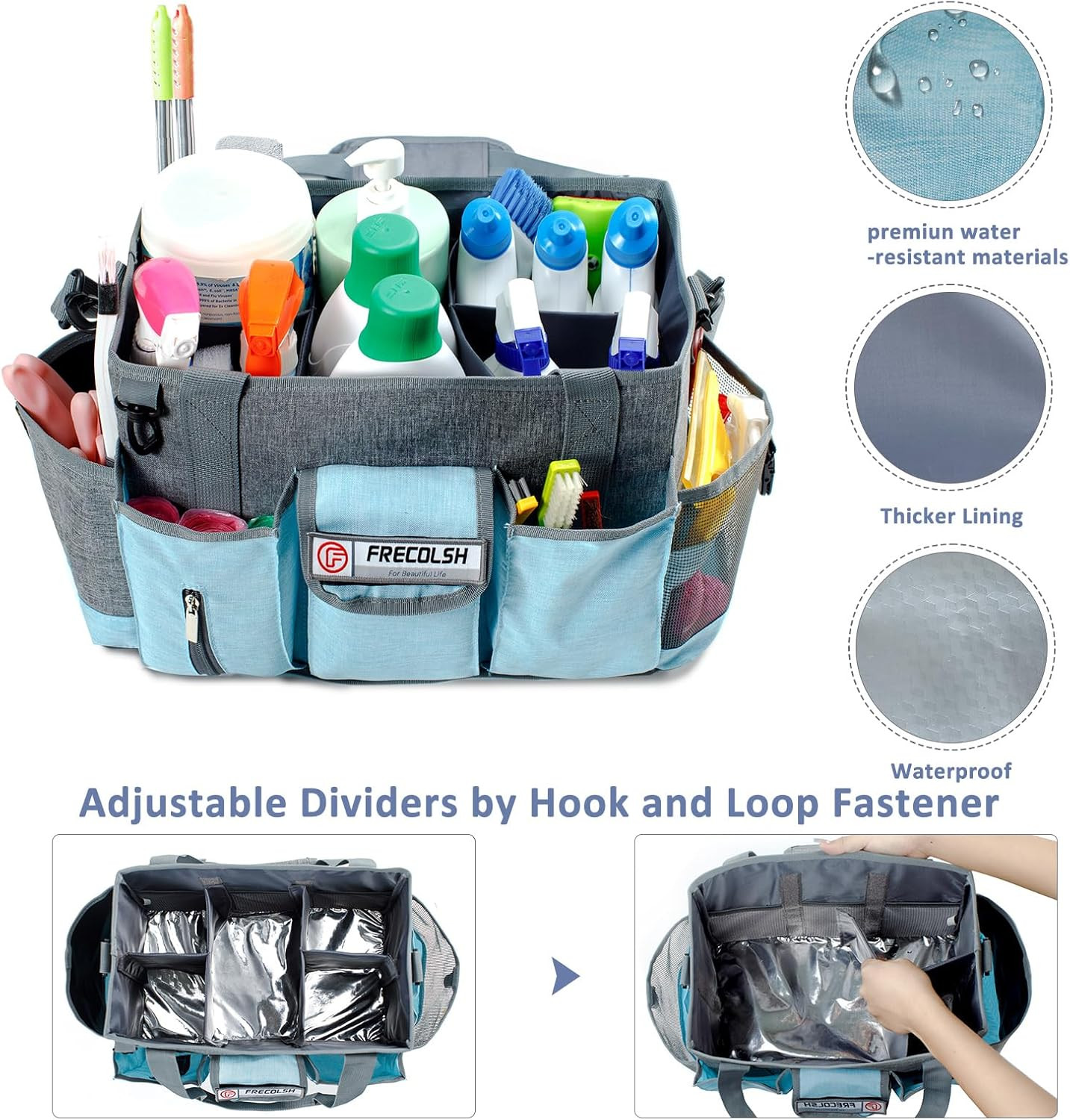 Cleaning Caddy for Cleaning Suppliers Organizer with Pockets for House Cleaning