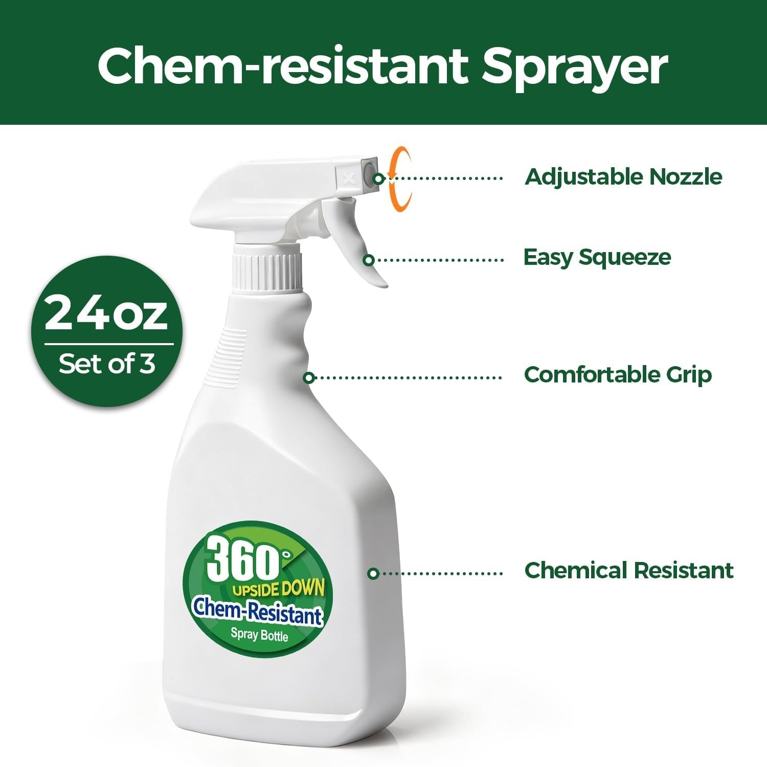 Heavy Duty Cleaning Spray Bottles 3 Pack, 24 Oz – Ideal for Home & Garden