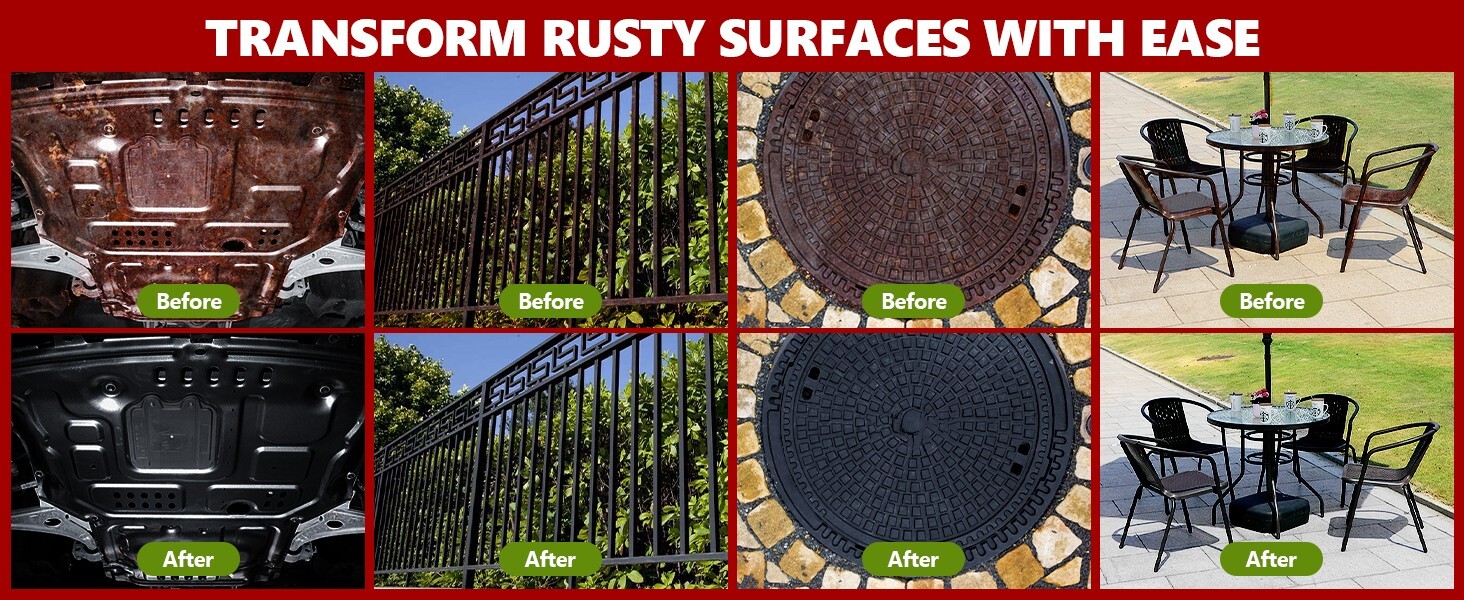 LISRUX 4 in 1 Rust Converter & Metal Primer, Red Rust Inhibitor Paint For Metal