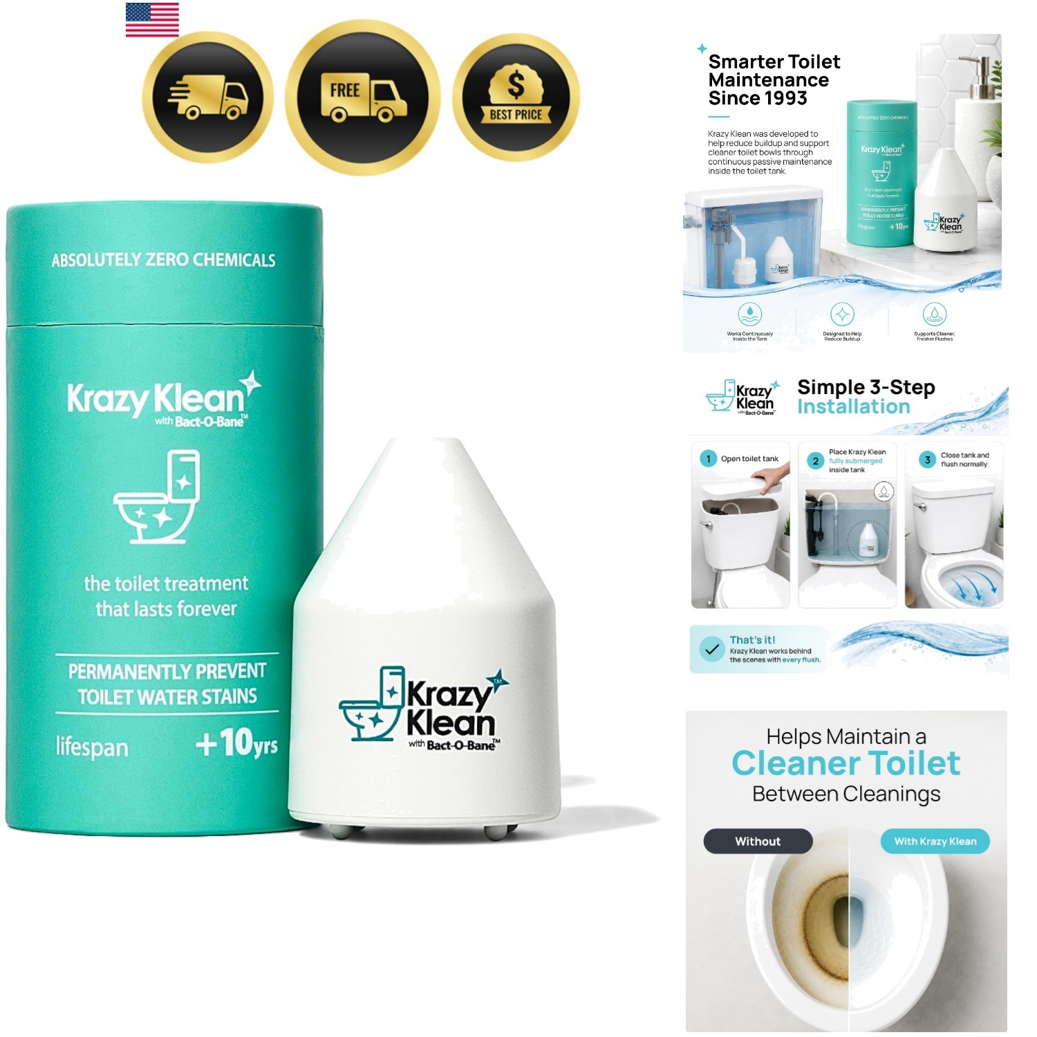 Automatic Toilet Tank Cleaner – Continuous Flush Cleaning System – Helps Redu…