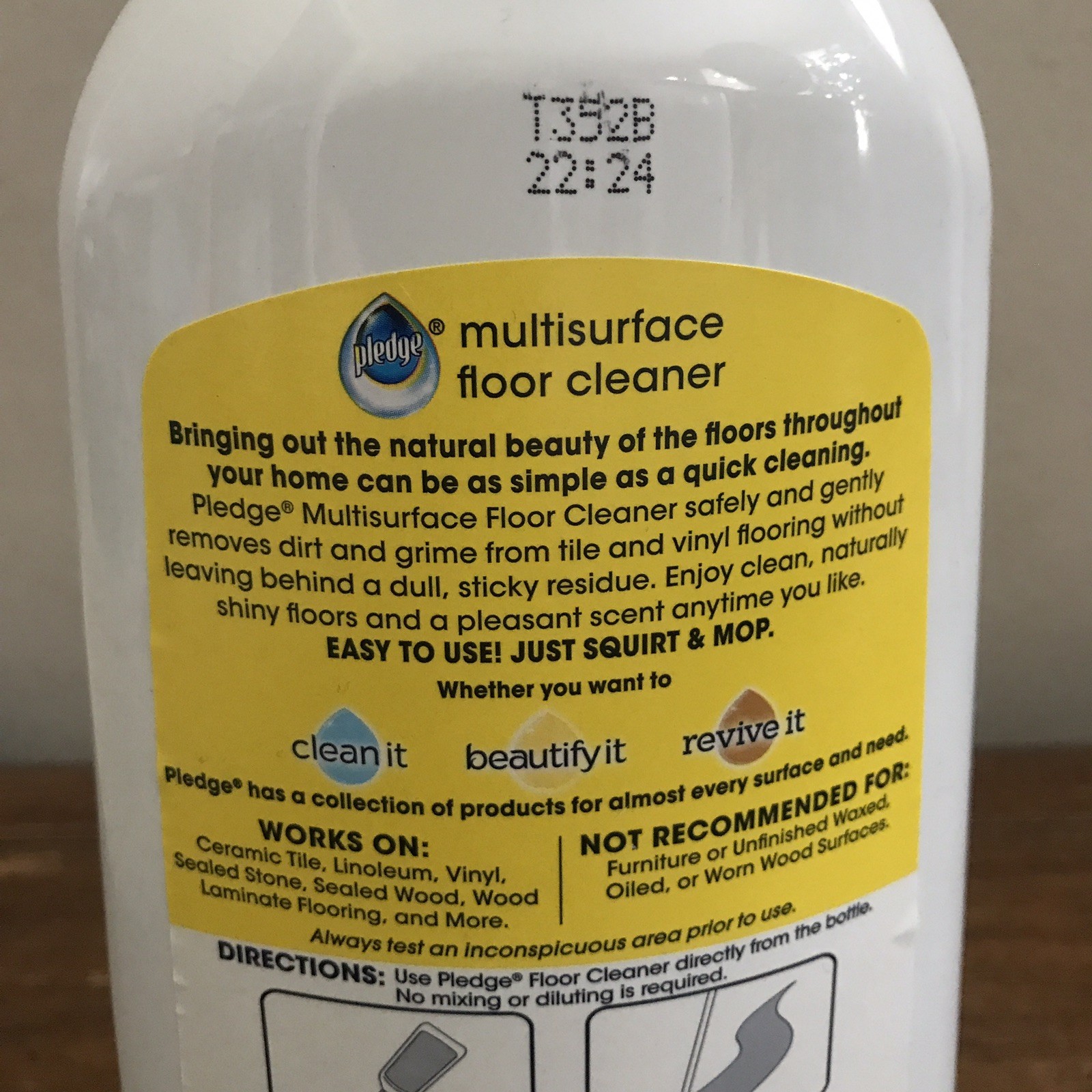 Pledge Clean It Multisurface Floor Cleaner Rainshower – 27oz. – Roughly 95% Full