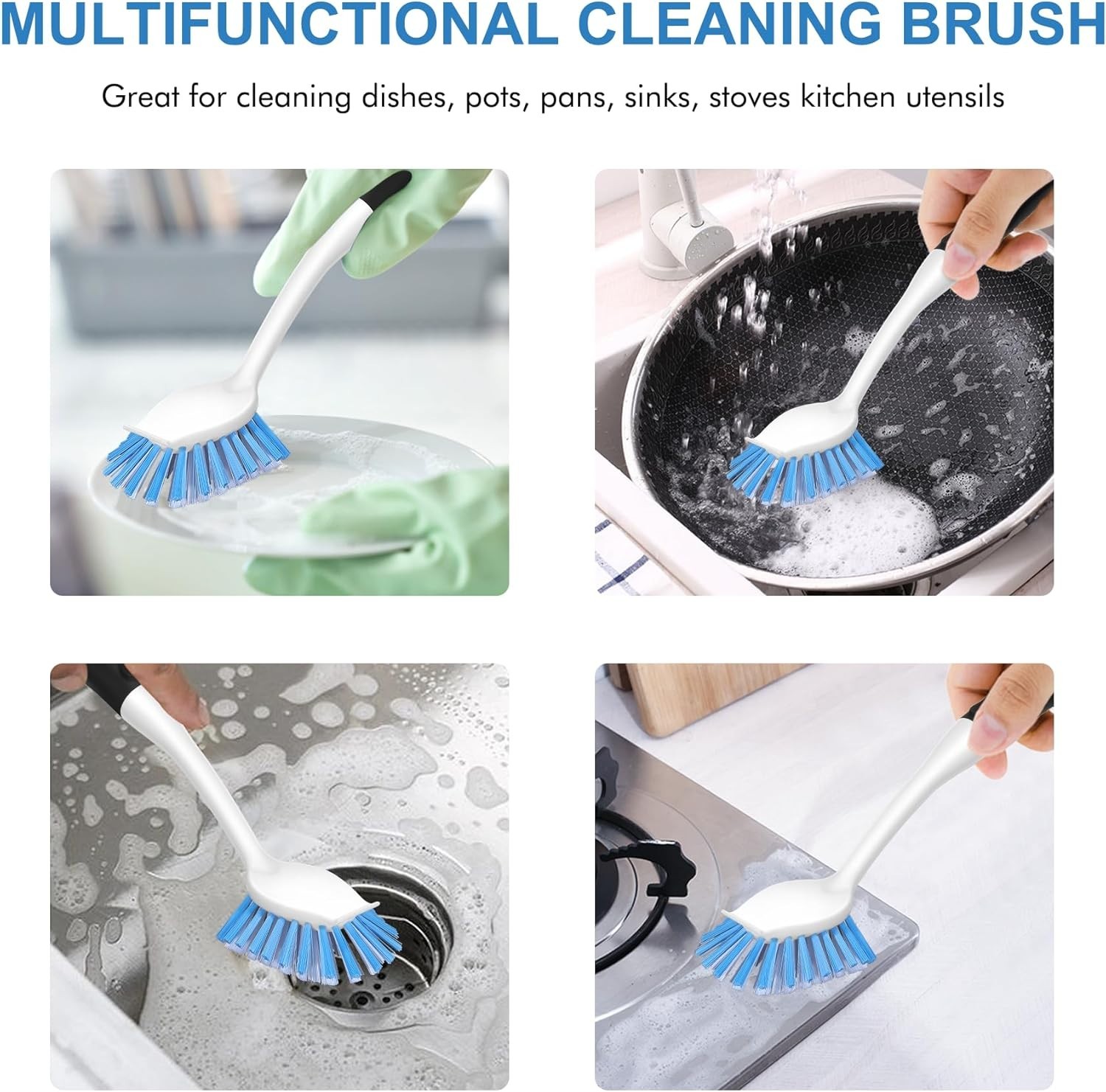 Durable 2 Pack Dish Scrubber with Non-Slip Handle – Perfect for Dishes & Pots