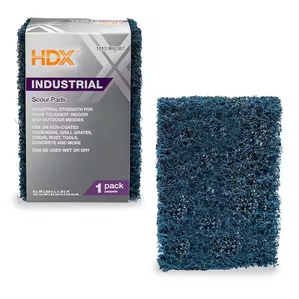 3 Pack HDX Industrial Strength Scouring Pads 1″ Thick Multi Surface and Reusable