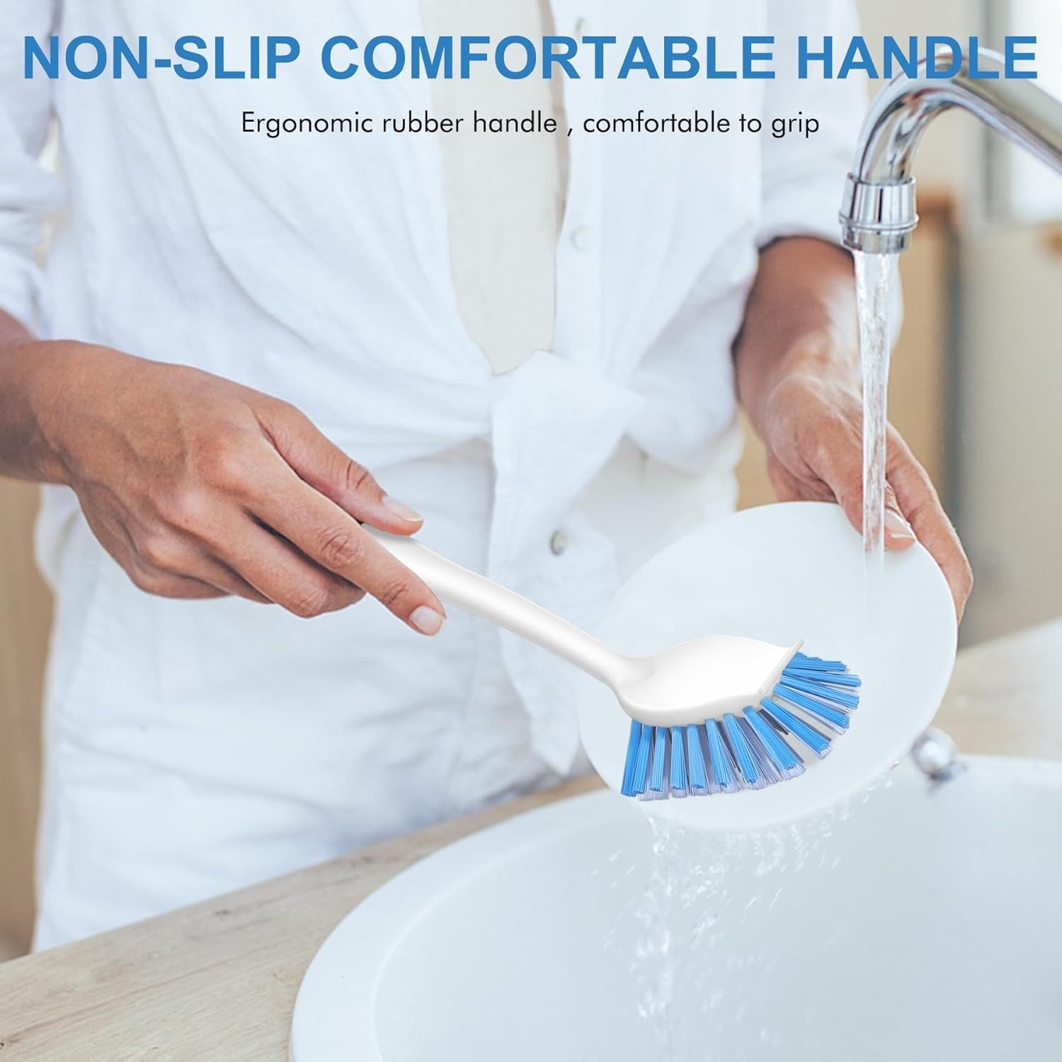 Durable 2 Pack Dish Scrubber with Non-Slip Handle – Perfect for Dishes & Pots