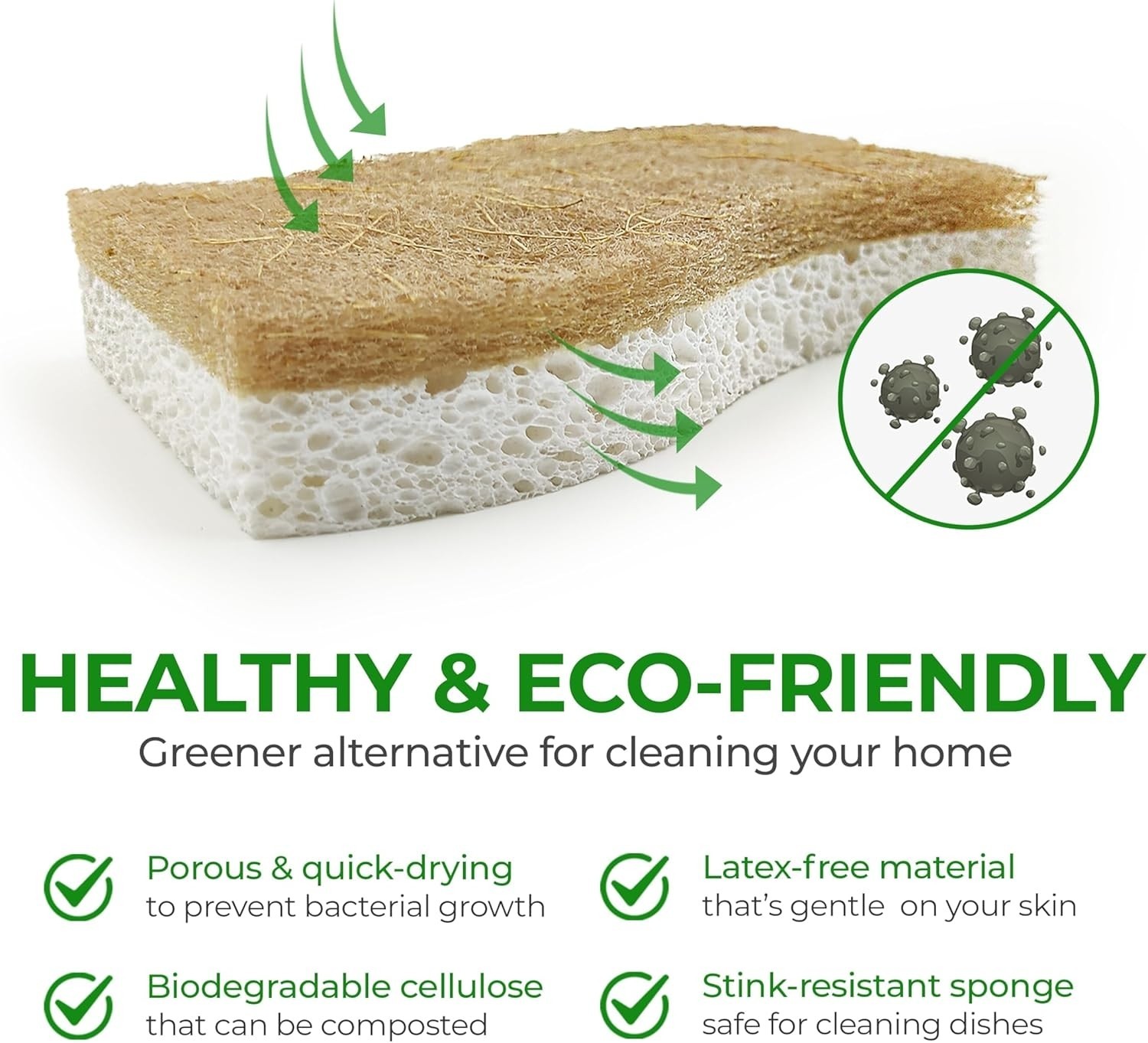 Paquete De 12 Cepillo De Bambú Para Esponja De Cocina Natural Biodegradable NEW.