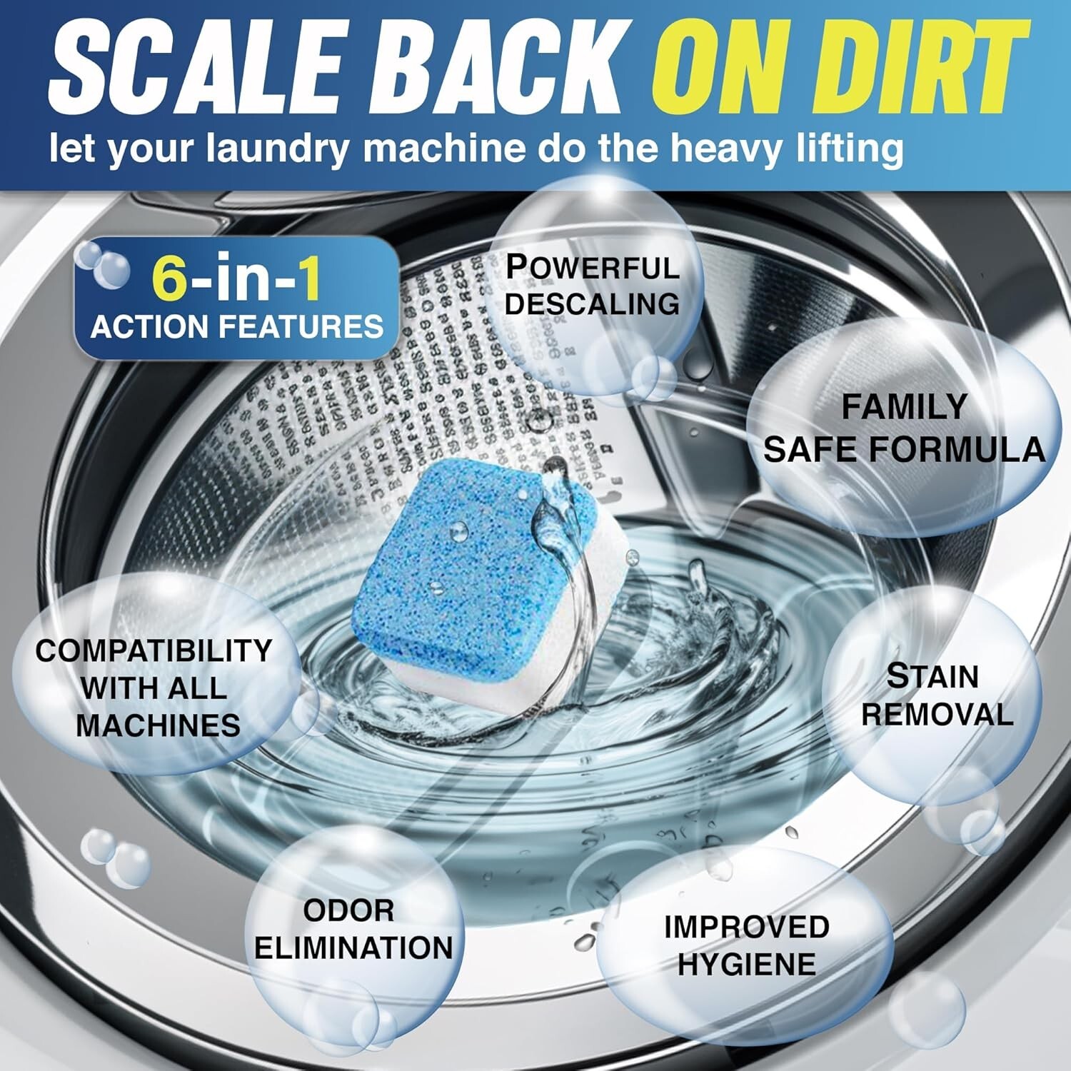 Washing Machine Cleaner Descaler 24 Pack – Deep Cleaning Tablets For HE Front