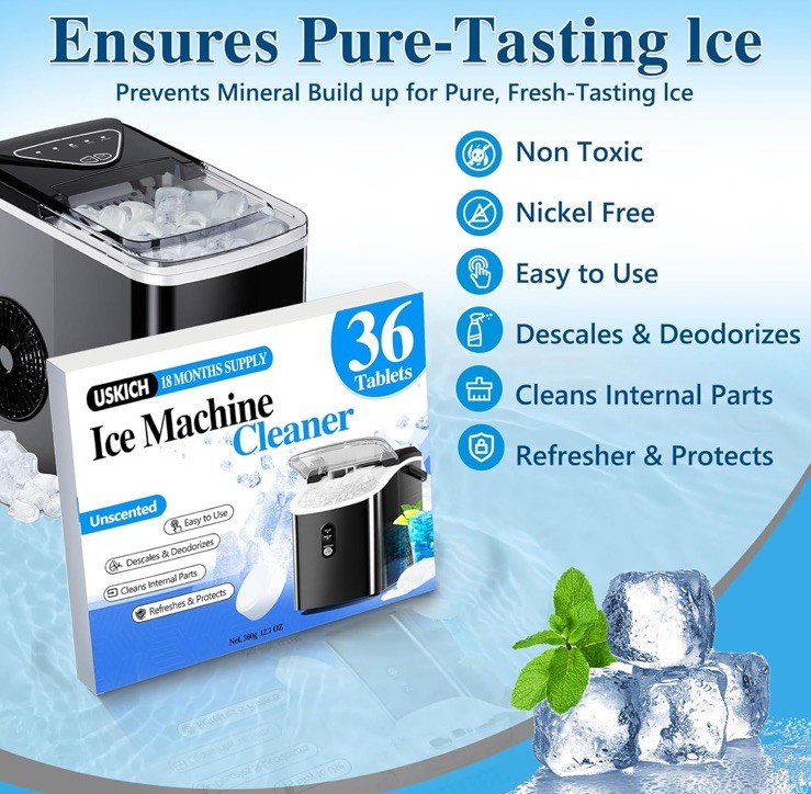 Ice Machine Cleaner Descaler Tablets-36Pack Ice Maker Cleaner Compatible with Fr