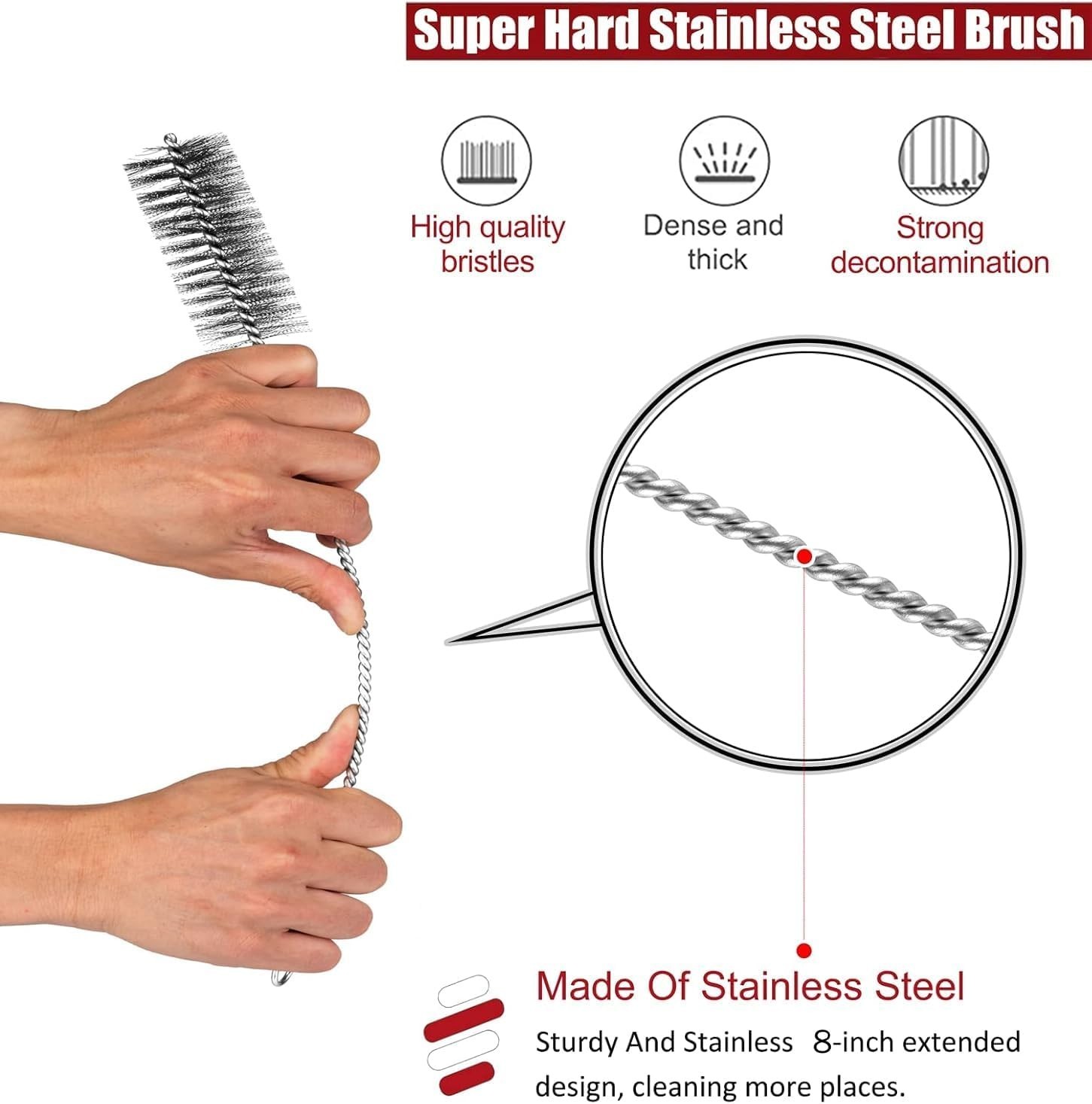 Flexible Stainless Steel Brush Kit for Auto Parts & Tubes
