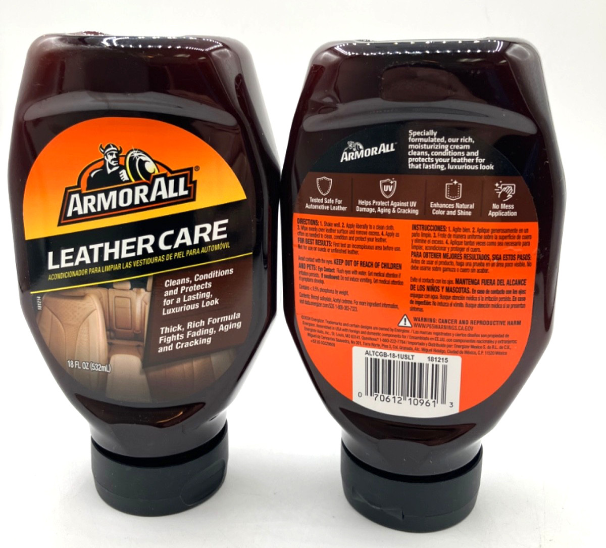 2 Pack 18 fl oz Armor All Leather Care Thick, Rich Formula Fights Fading Aging