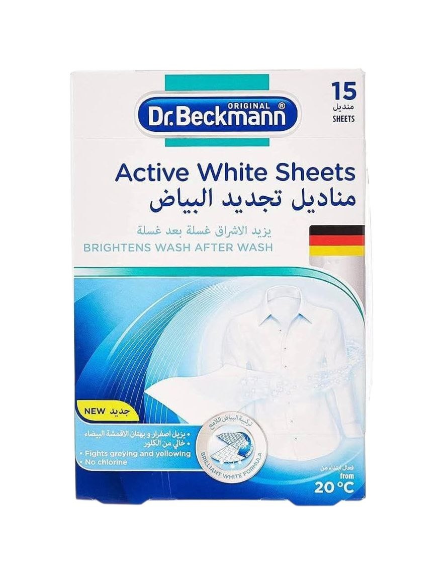 Dr. Beckmann Active White Sheets (15 Sheets) – Keeps Whites Bright & Fresh