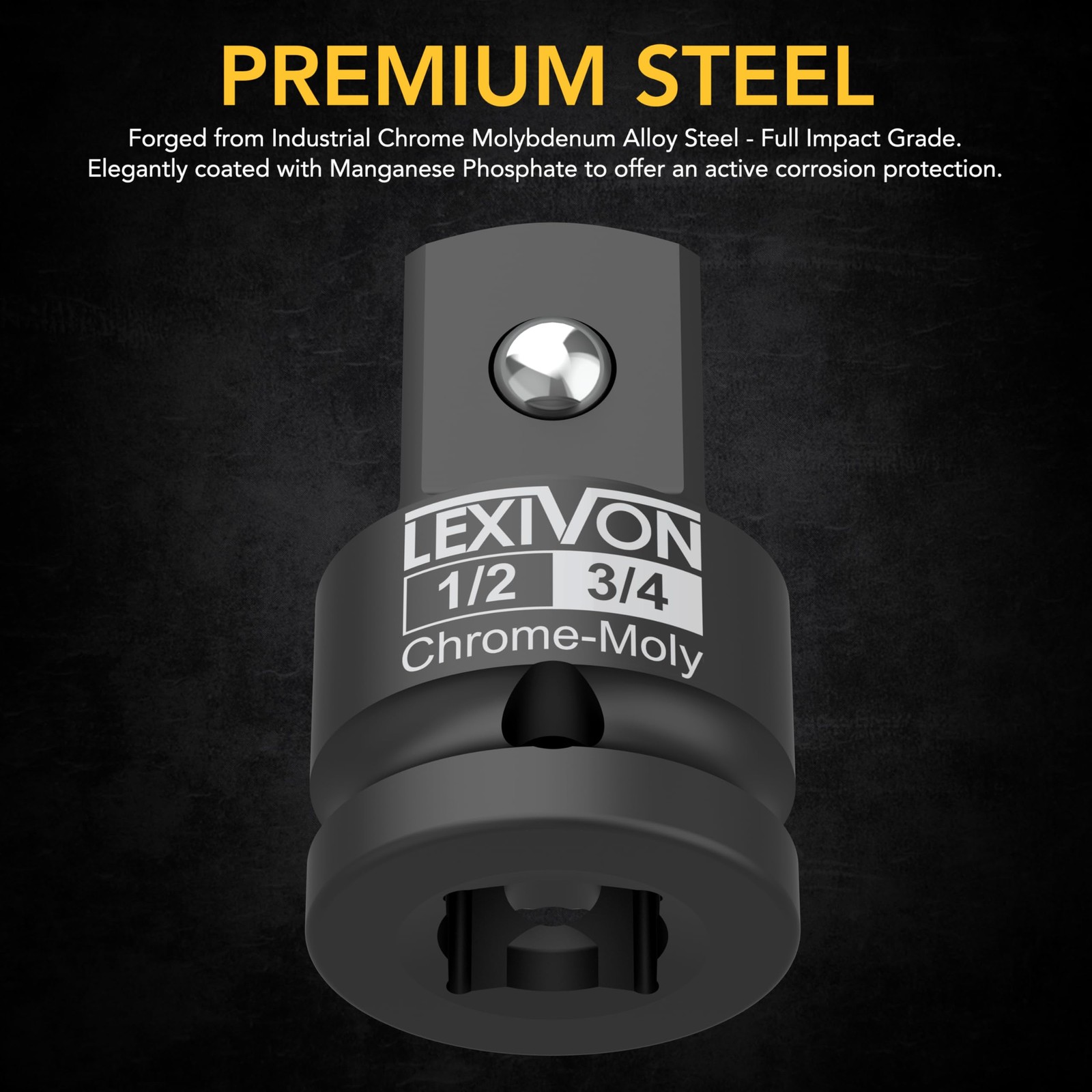 1/2Inch Impact Socket Adapter, 1/2″ Female x 3/4″ Male Increaser | ChromeMoly…