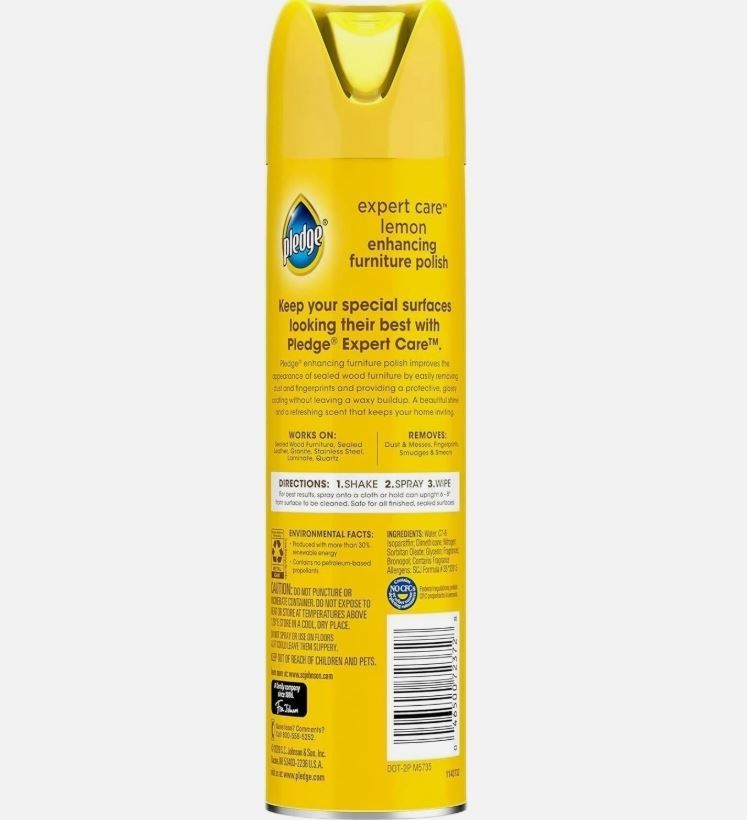 Pledge Enhancing Polish, Furniture & Wood Spray, Lemon Scent, 9.7Oz (Pack of 3)