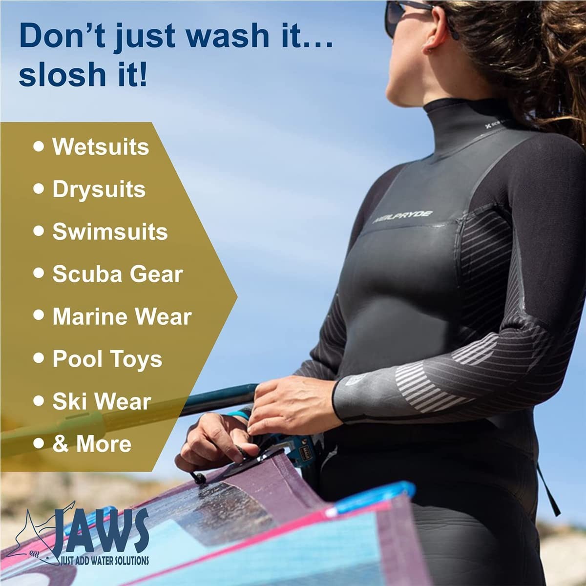 Just Add Water Jaws Slosh (Wetsuit Shampoo) 32 Ounce Cleaner Conditioner, Econom