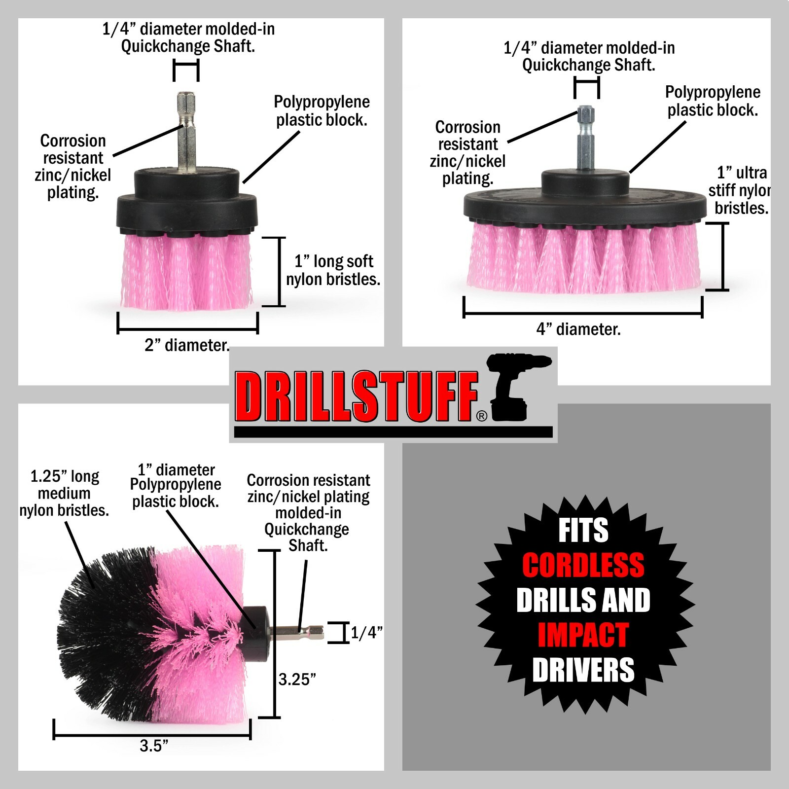 Bathroom Shower Cleaner, Bathtub, Tile and Grout Drill Power Scrubber Brush Kit