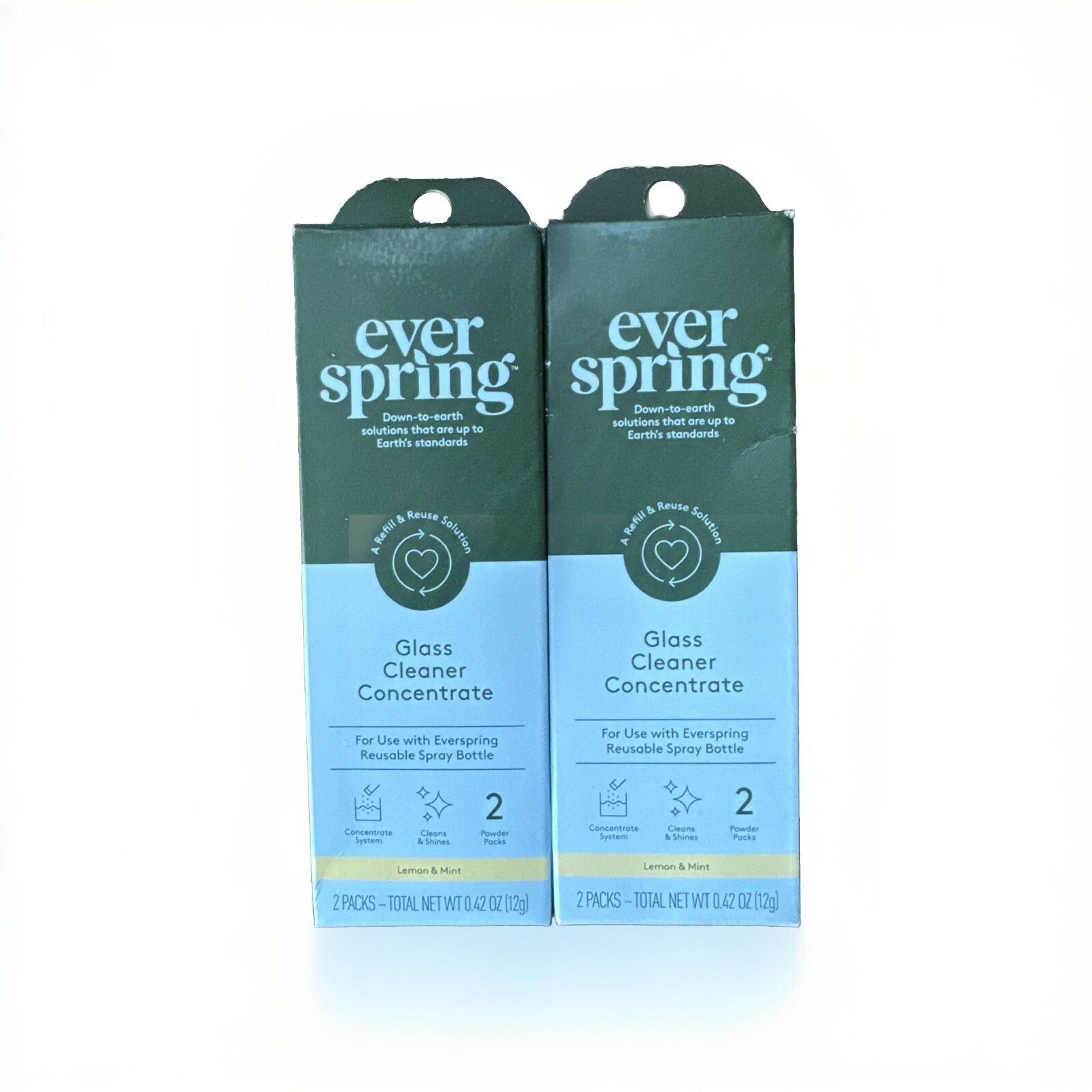 Lot 2 Box Ever Spring Glass Cleaner Concentrate 4 Packs Lemon Mint Order Refills