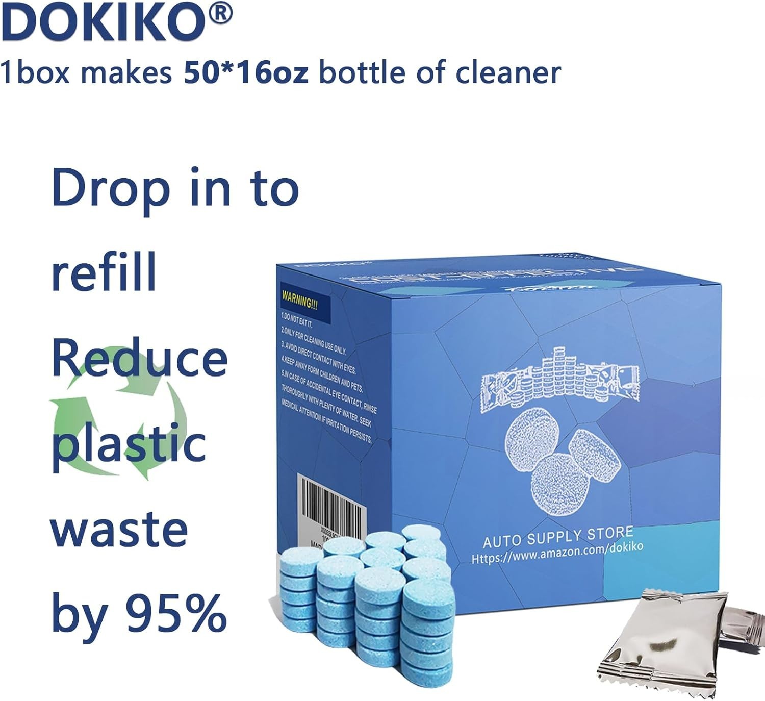 Eco-Friendly 100 Pack Glass Clean Tablets – 16 fl oz Each, Cost-Saving Solution