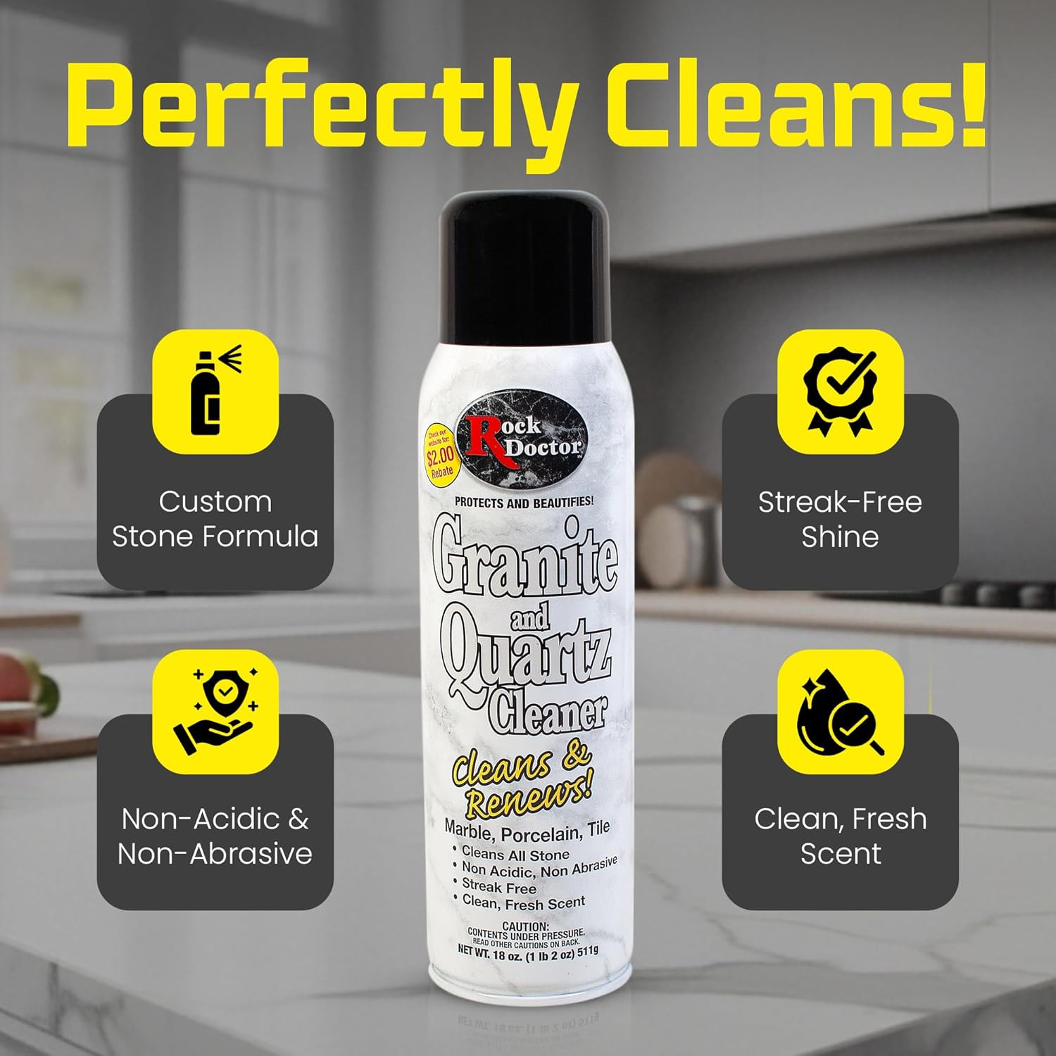 Granite Cleaner – Cleans& Renews Surfaces – (18 Oz) Surface Cleaner Spray, Grani