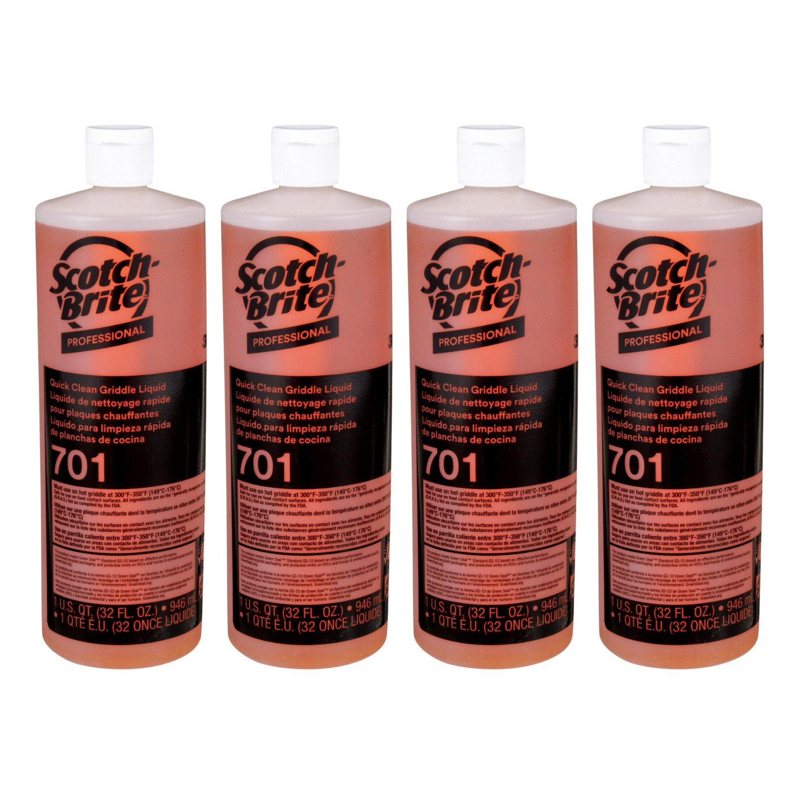 Scotch-Brite Quick Clean Griddle Liquid: 1 quart [4 Items]