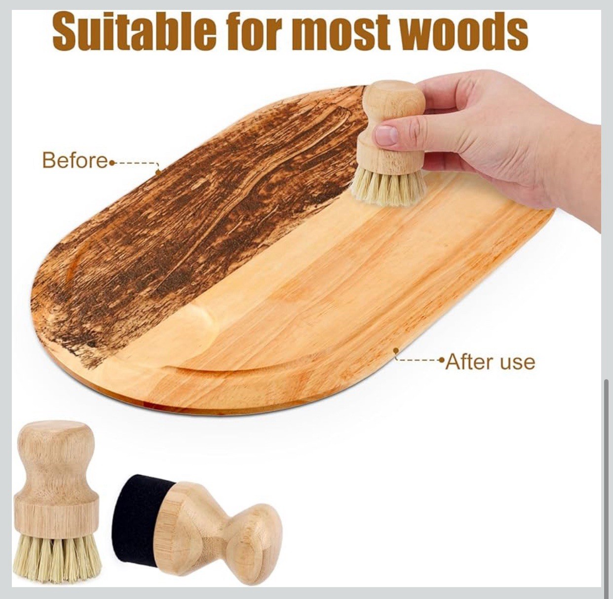 Wood Cutting Board Oil Wax Applicator & Scrub Brush-Butcher Block Cleaning Tools