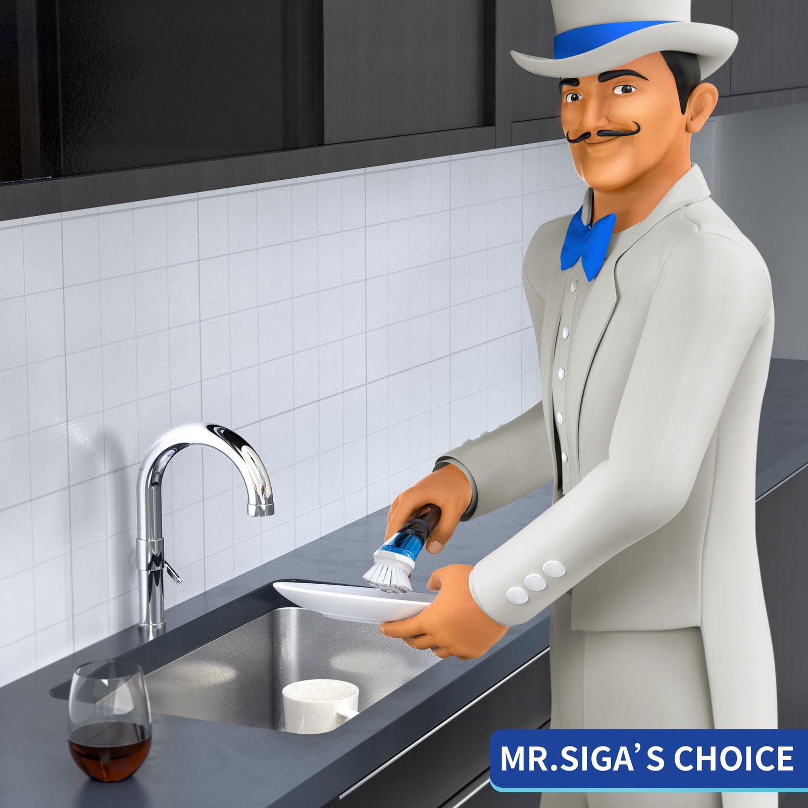 Soap Dispensing Dish Brush, Kitchen Brush for Pot Pan Sink Cleaning