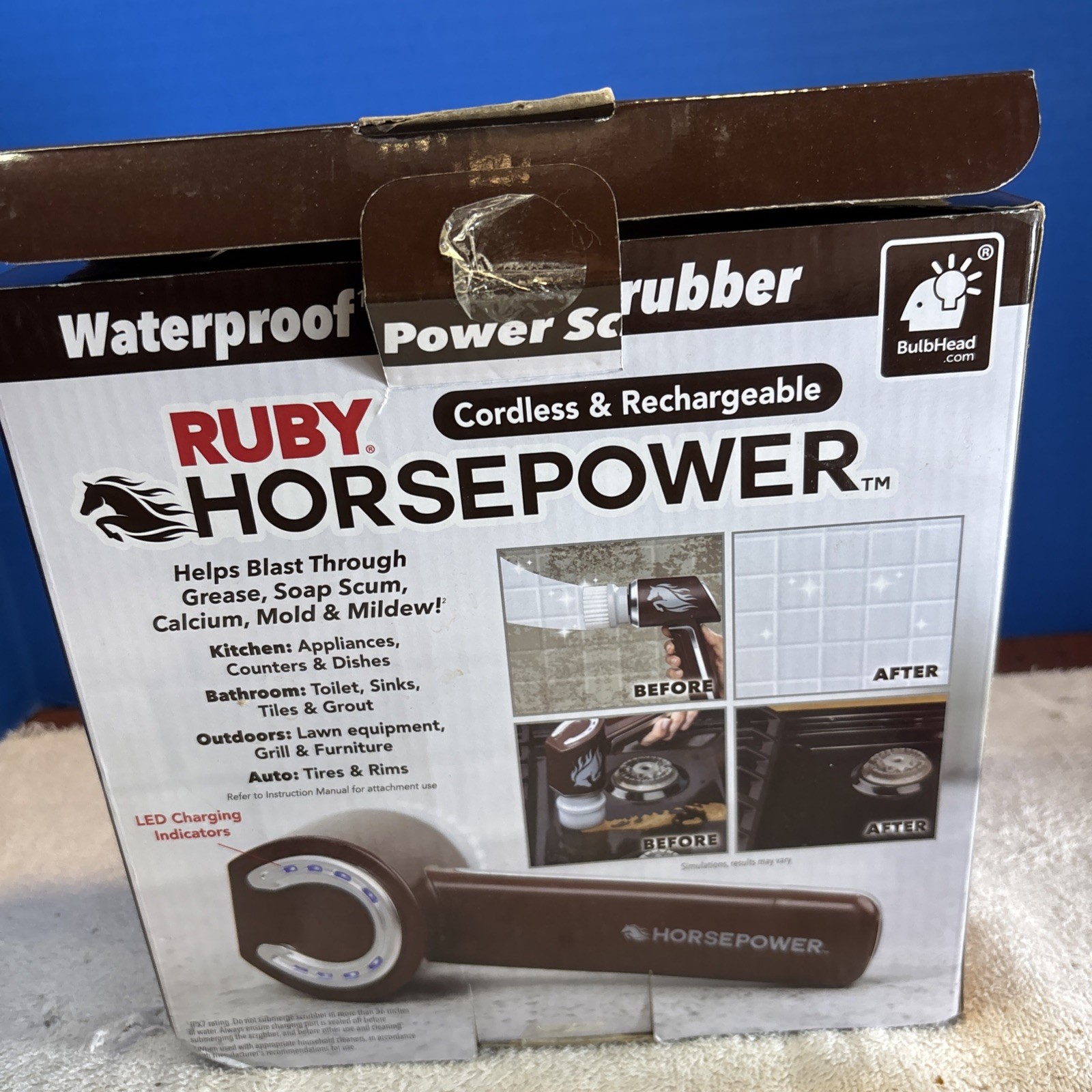 Ruby Horsepower Handheld Cordless Rechargeable Spinning Power Scrubber Ship FREE