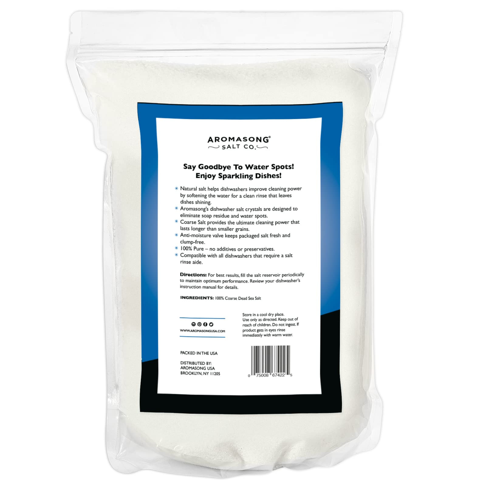 Dishwasher Salt 19 LB – 100% Natural Water Softening Agent for Cleaner Dishes…