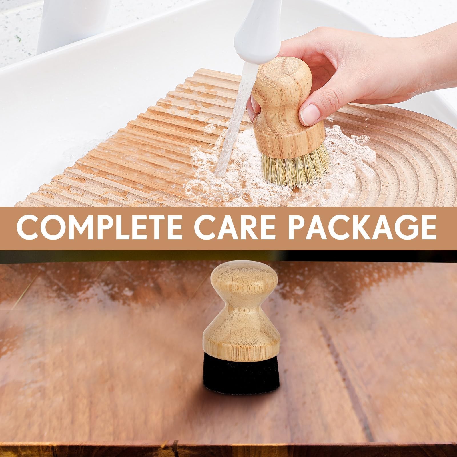 2 Pcs Cutting Board Oil Applicator Set Bamboo Wax Applicator with Sisal Fiber…