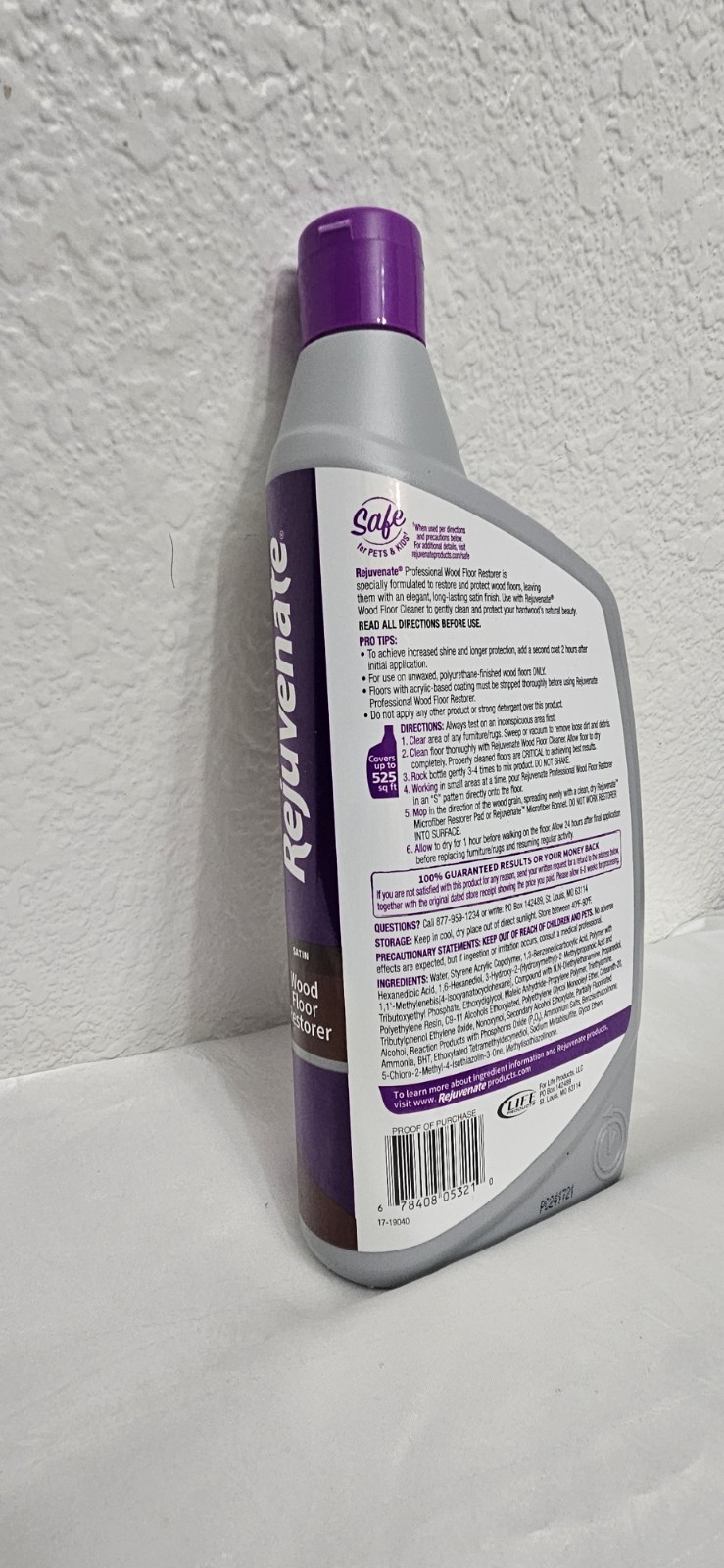 Rejuvenate Professional Wood Floor Restorer 32oz Satin Finish Polishing Formula
